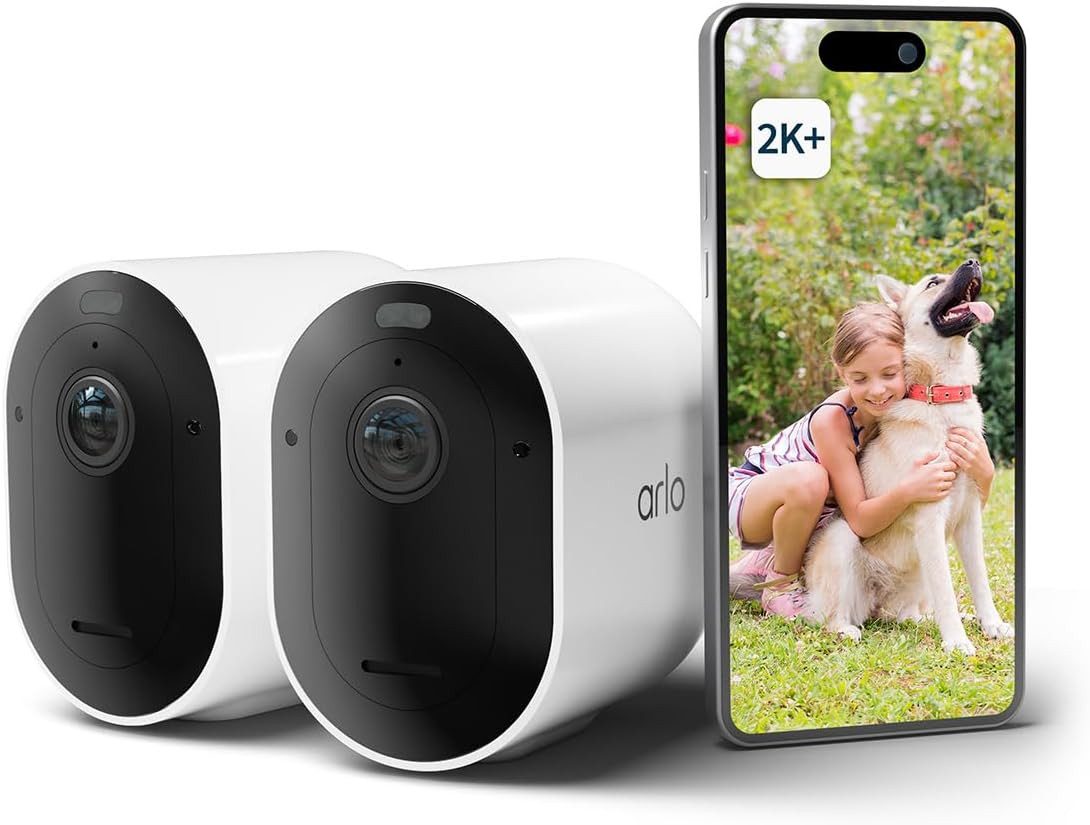 ARLO Überwachungskamera Pro 5 Überwachungskamera Aussen WLAN, 2K+ HDR Video - 2er Set