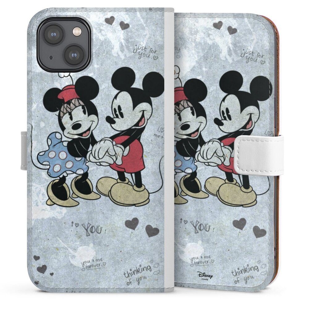 DeinDesign Handyhülle Disney Mickey & Minnie Mouse Vintage Mickey&Minnie In Love, Apple iPhone 14 Plus Hülle Handy Flip Case Wallet Cover