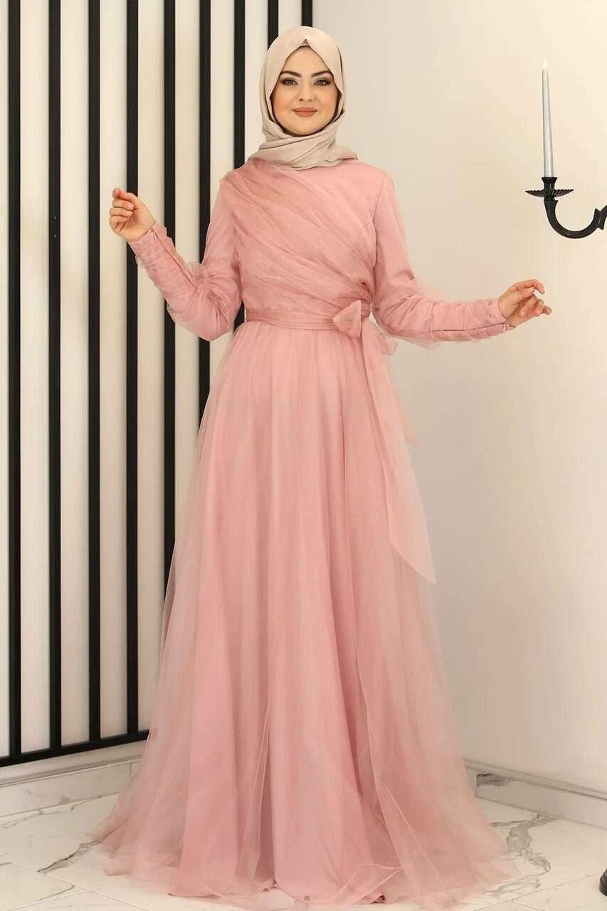 Modavitrini Tüllkleid Langärmliges Maxikleid Damen Muslimisches günstig online kaufen