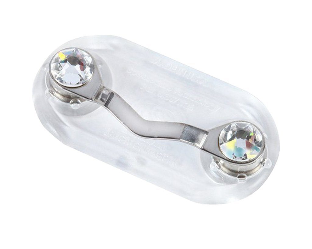 Readerest Brillenetui Magnetischer Brillenhalter mit Swarovski-Kristallen, Silber S