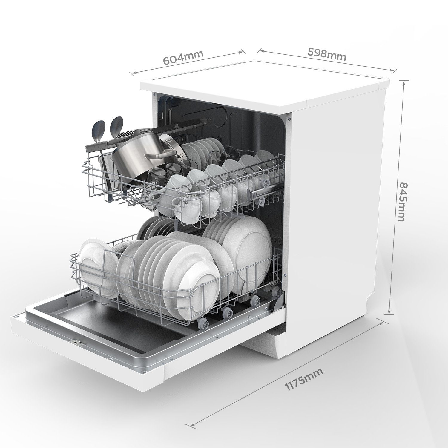 Midea Standgeschirrspüler SF 3.60NW Pro, 9 l, 14 Maßgedecke