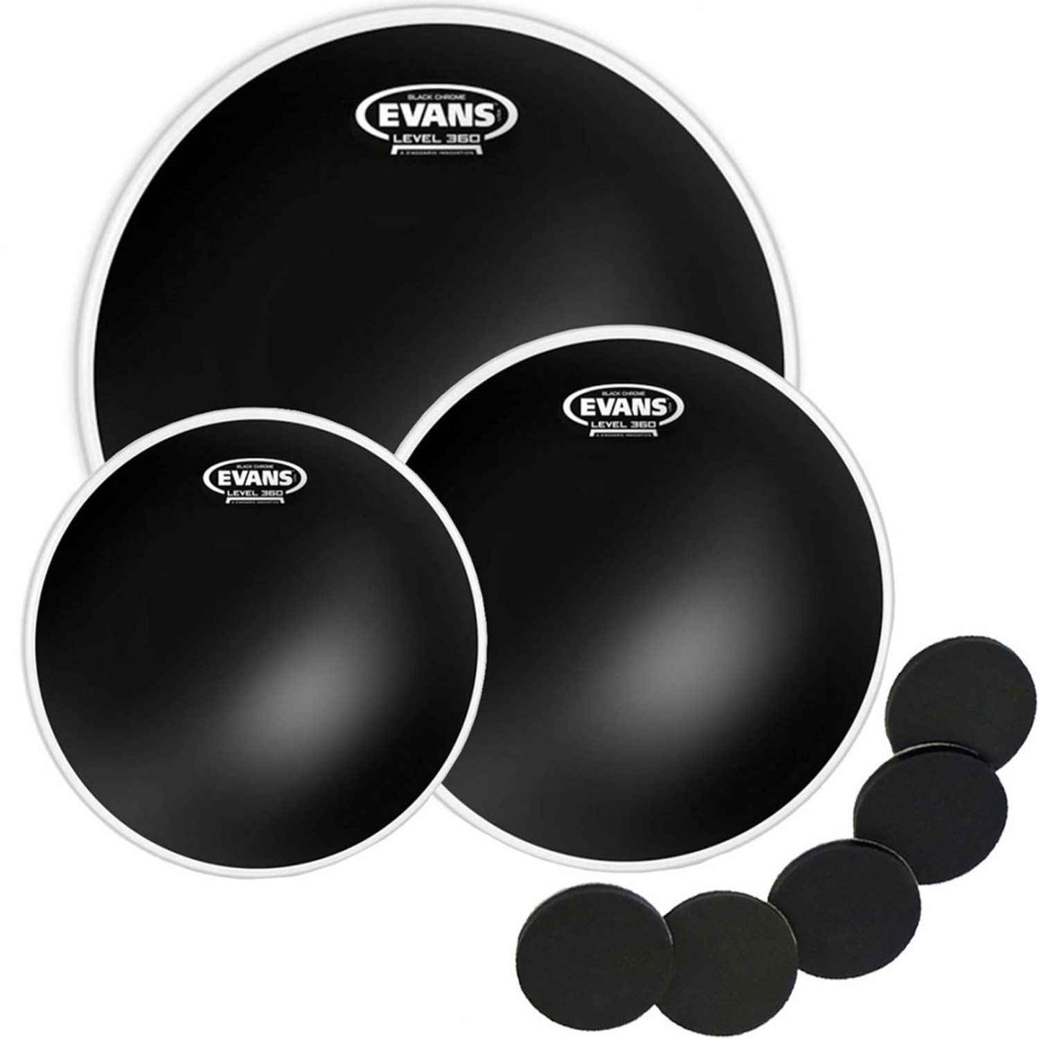 Evans Schlagzeug Evans ETP-CHR-R Blk Chrome Tompack Rock10-12-16 mit Pads, Evans Fell-Set