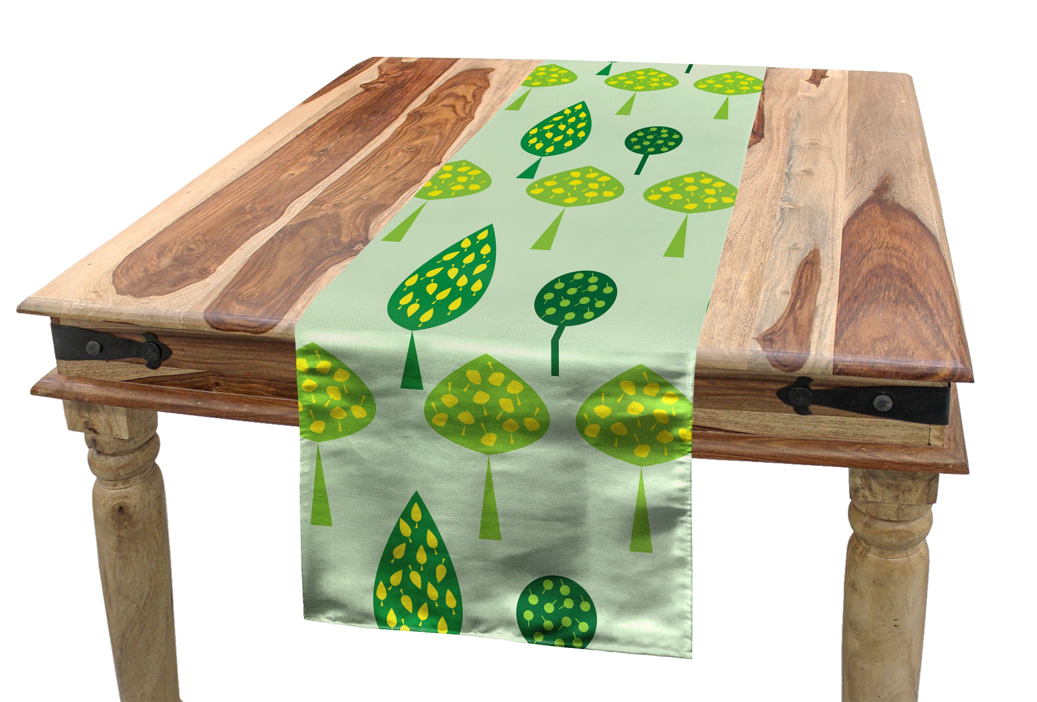 Abakuhaus Tischläufer Esszimmer Küche Rechteckiger Dekorativer Tischläufer, Blätter Abstrakte Bäume Blühende
