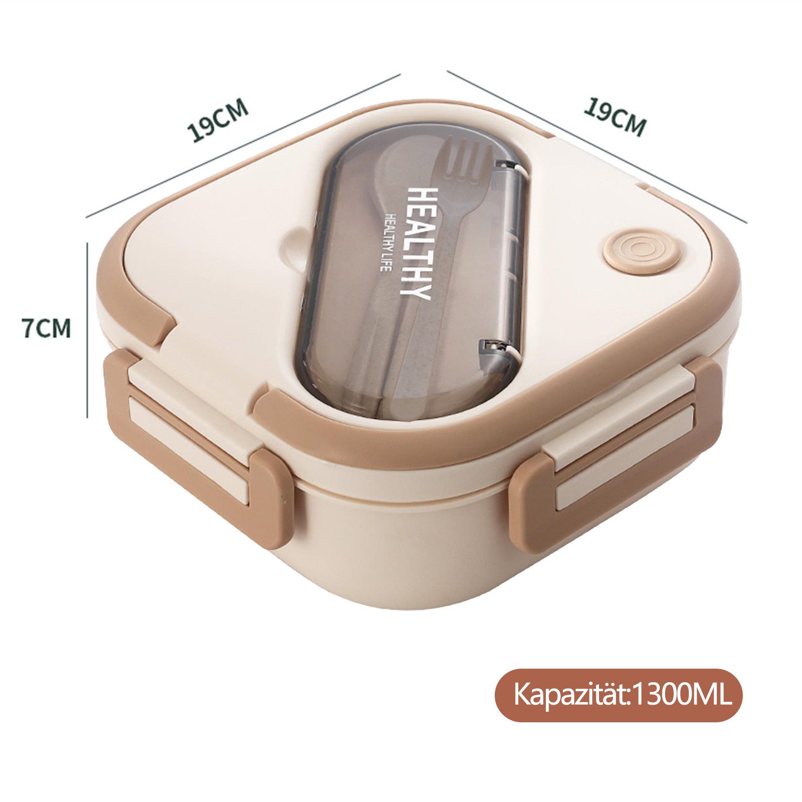Fine Life Pro Lunchbox Bento-Box mit Gabel & Löffel,1300ml Essbox aus Lebensmittelsicherem PP, Mehrfachfächer, Leckdicht,Tragegriff, Ideal für Arbeit/Schulessen
