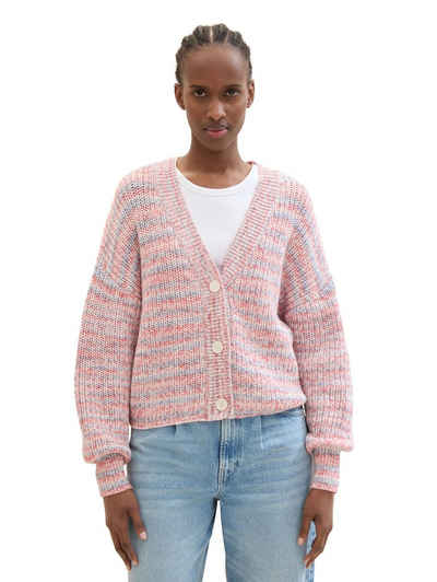 TOM TAILOR Denim Strickjacke in Multicolor und mit tiefem V-Ausschnitt