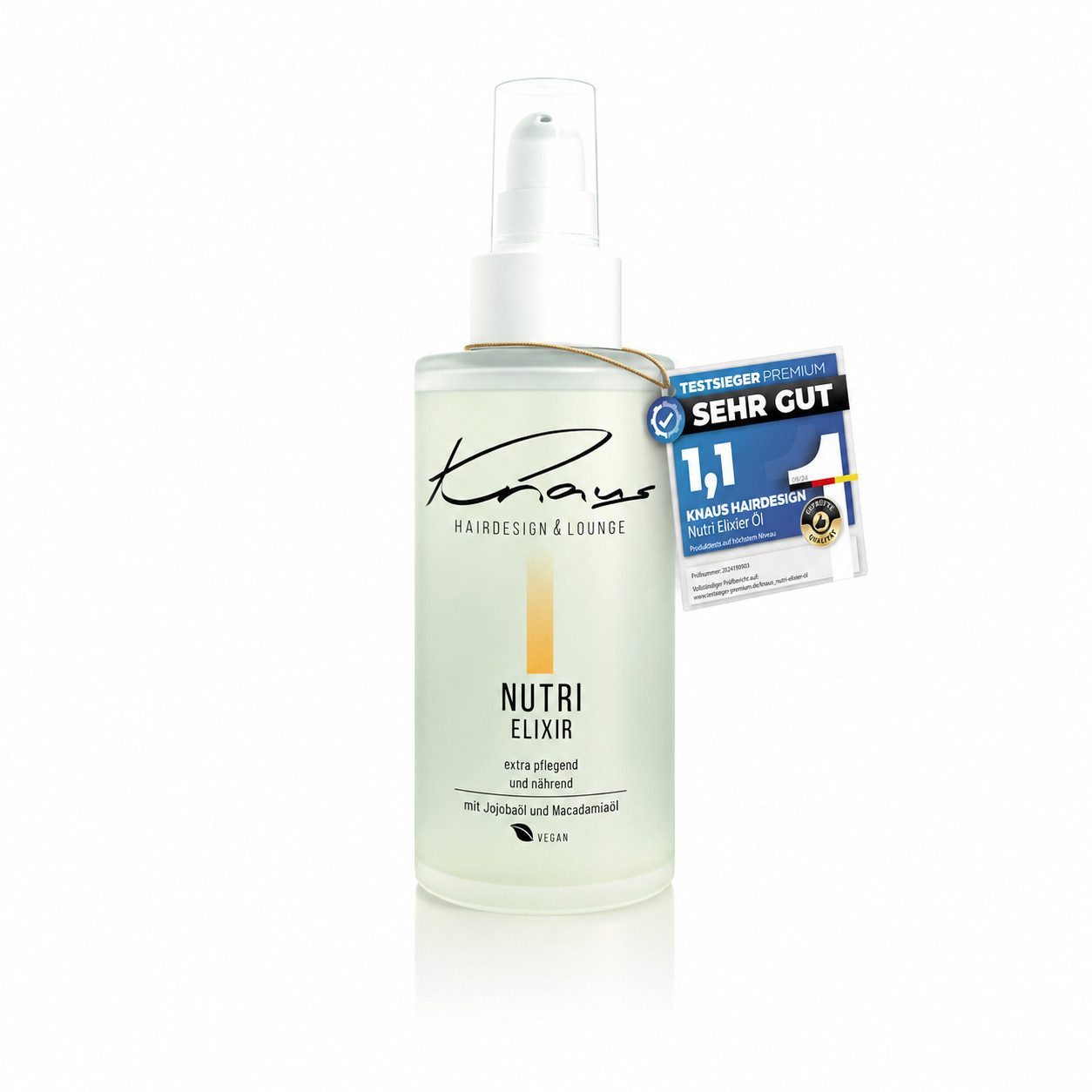 Knaus Hairdesign Haarelexier NUTRI ELIXIR 5-Phasen Spray Fluid, Jojoba, Macadamia-Öl, VEGAN, Luxus Allrounder Feuchtigkeit Schnellkur Versiegelt Spliss und Schäden