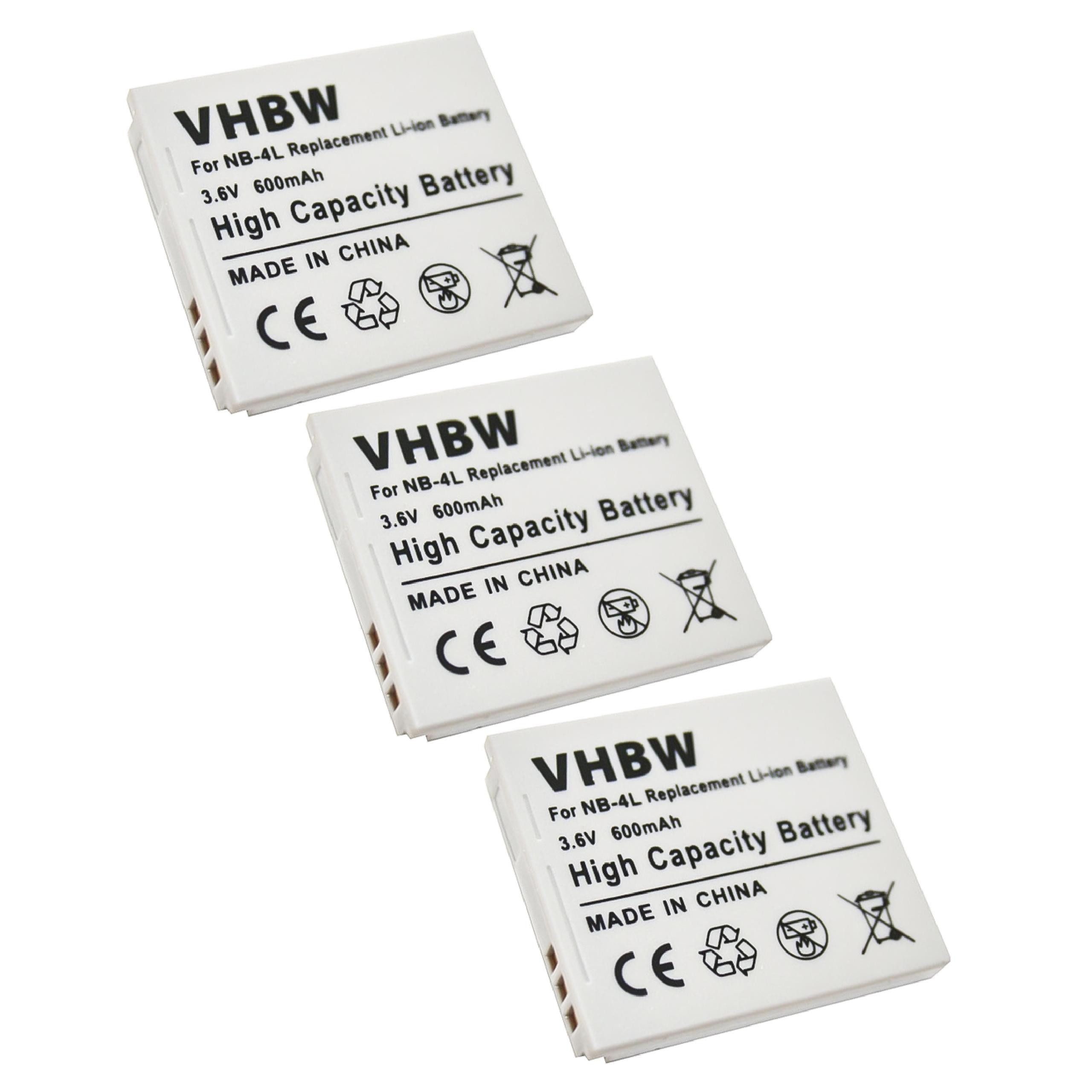 vhbw kompatibel mit Canon Zoom, 80 75, is mAh (3,6 Digital Kamera-Akku 70, Li-Ion 600 i i7, Ixus Wireless, V)
