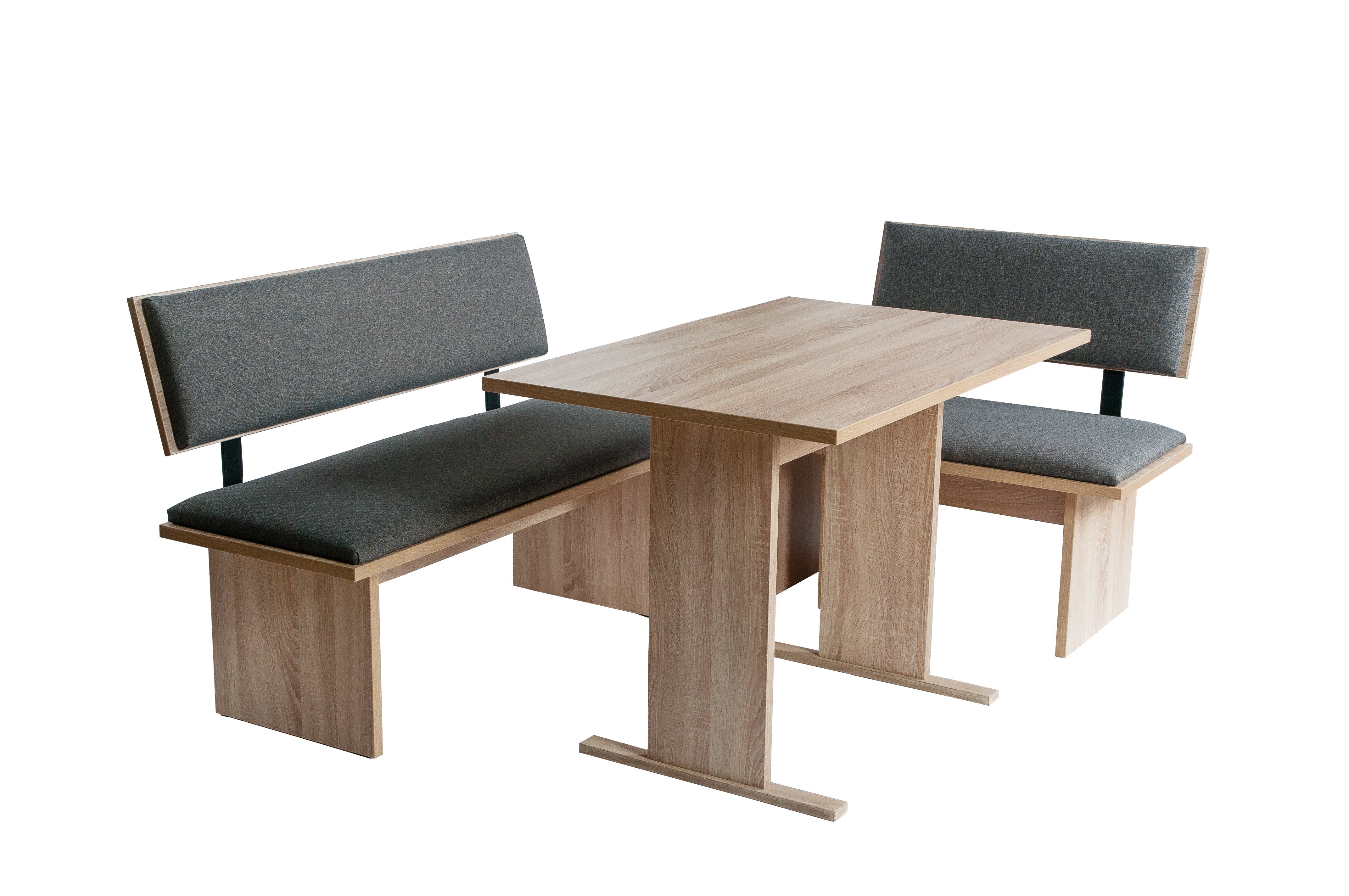 kundler home Eckbankgruppe Sitzbank, Eckbank, L:182 R:142 cm Seitenlänge tauschbar, (4-er Set), bestehend aus 2 Sitzbänken, Truhe und Tisch
