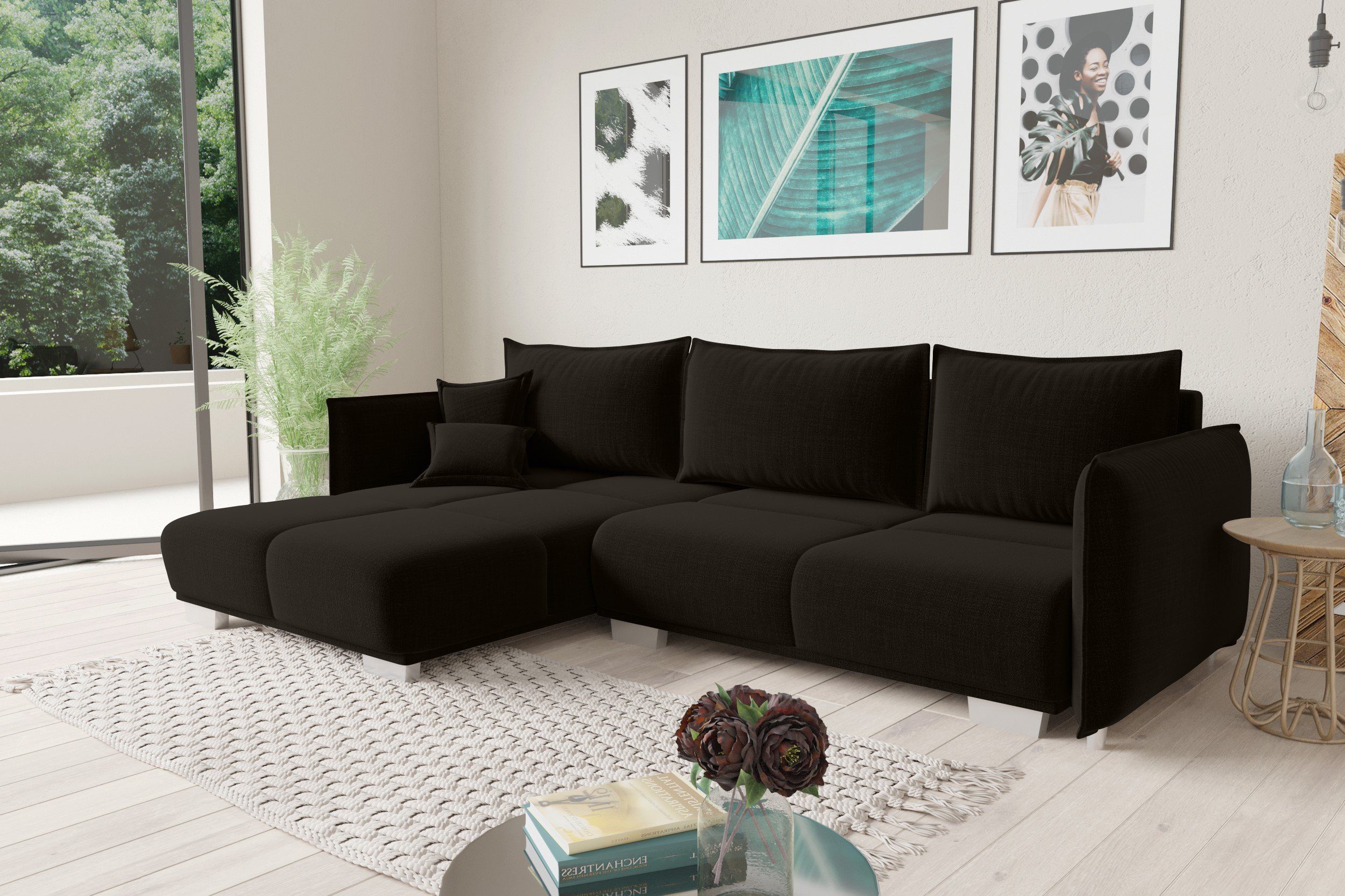 Stylefy Ecksofa Bennet, L-Form, Eckcouch, mane links oder rechts bestellbar, mit Bettfunktion, frei im Raum stellbar, inklusive Kissen, Modern Design