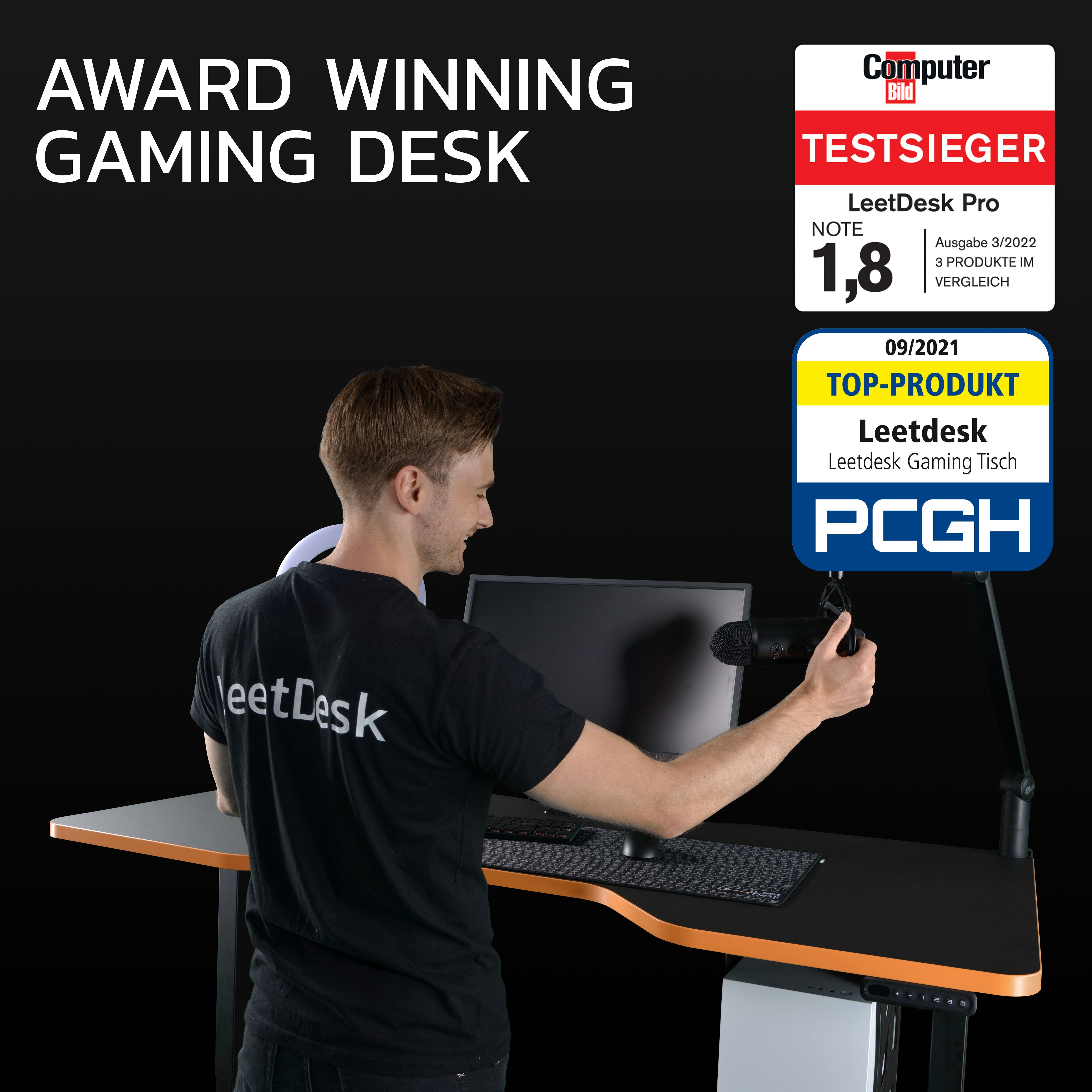 LeetDesk Gamingtisch LeetDesk Schreibtisch Höhenverstellbarer Tisch Elektrisch - Gaming Orange