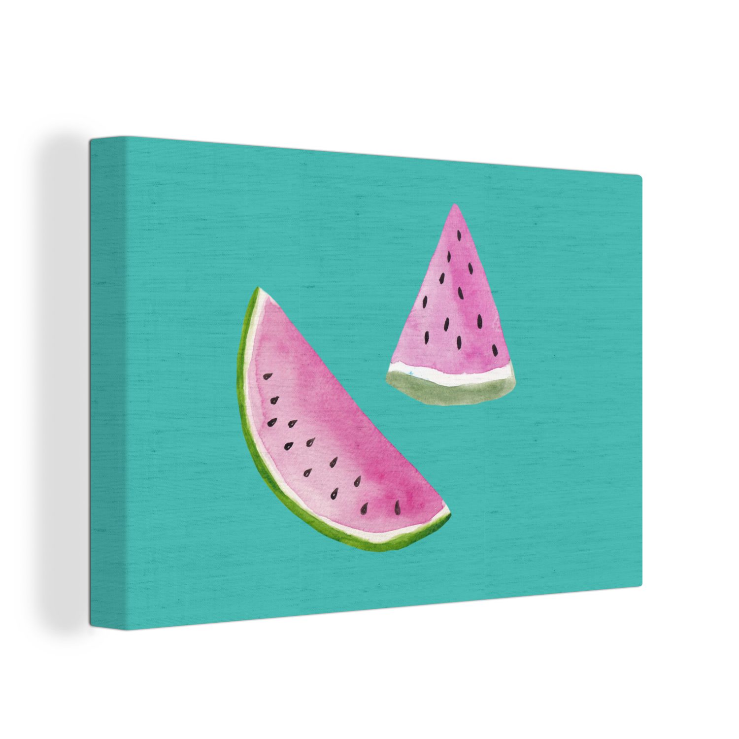 OneMillionCanvasses® Leinwandbild Wassermelone - Obst - Blau, (1 St), Wandbild Leinwandbilder, Aufhängefertig, Wanddeko, 30x20 cm
