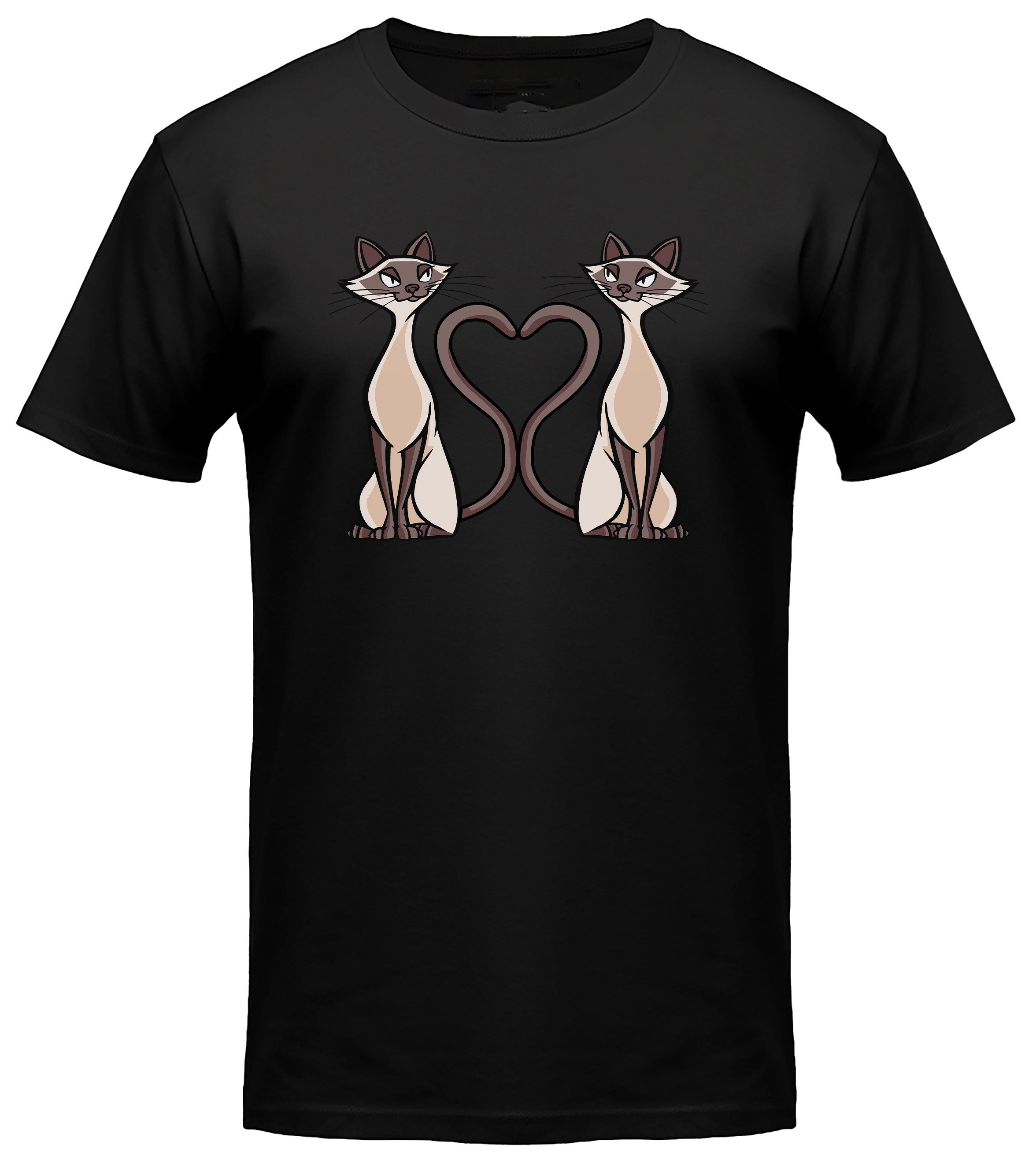 T-Shirt Katzen print Shirt 2 Katzen mit Herz
