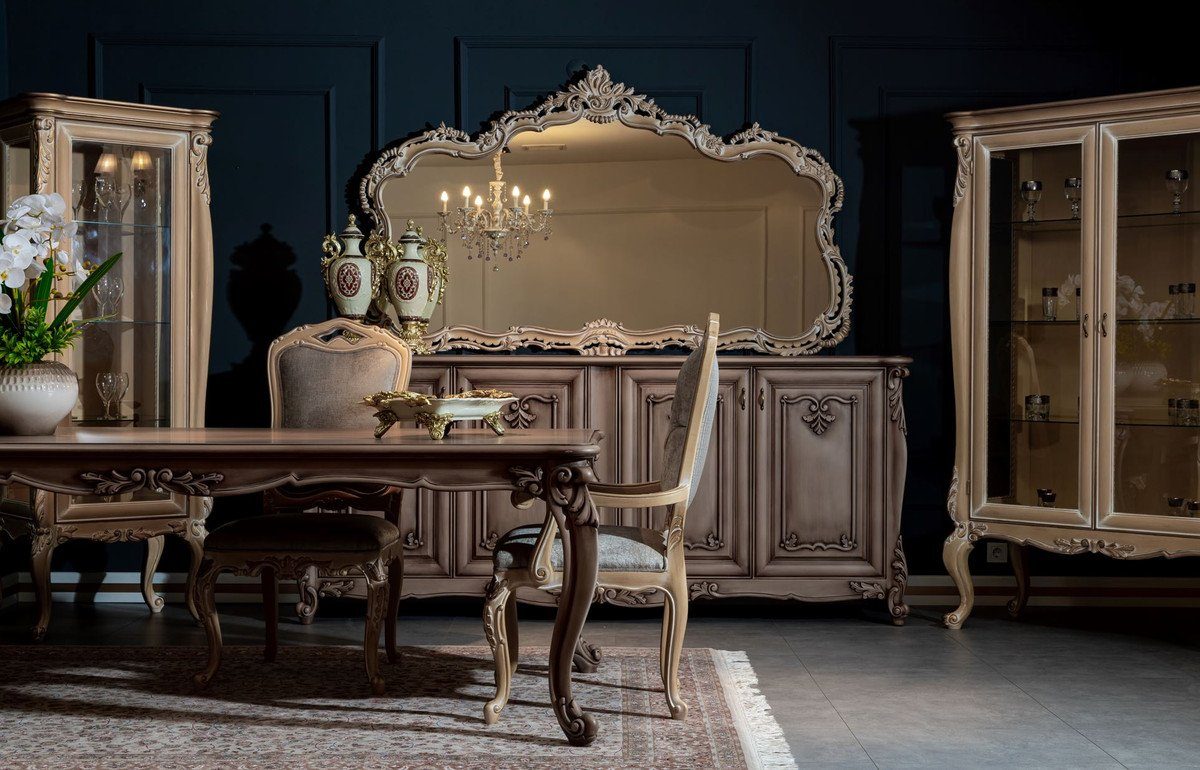 Esszimmertisch Barockstil Möbel im Massivholz Esstisch - Braun - Prunkvoller Barock Luxus Padrino Esszimmer Esstisch Barock Casa