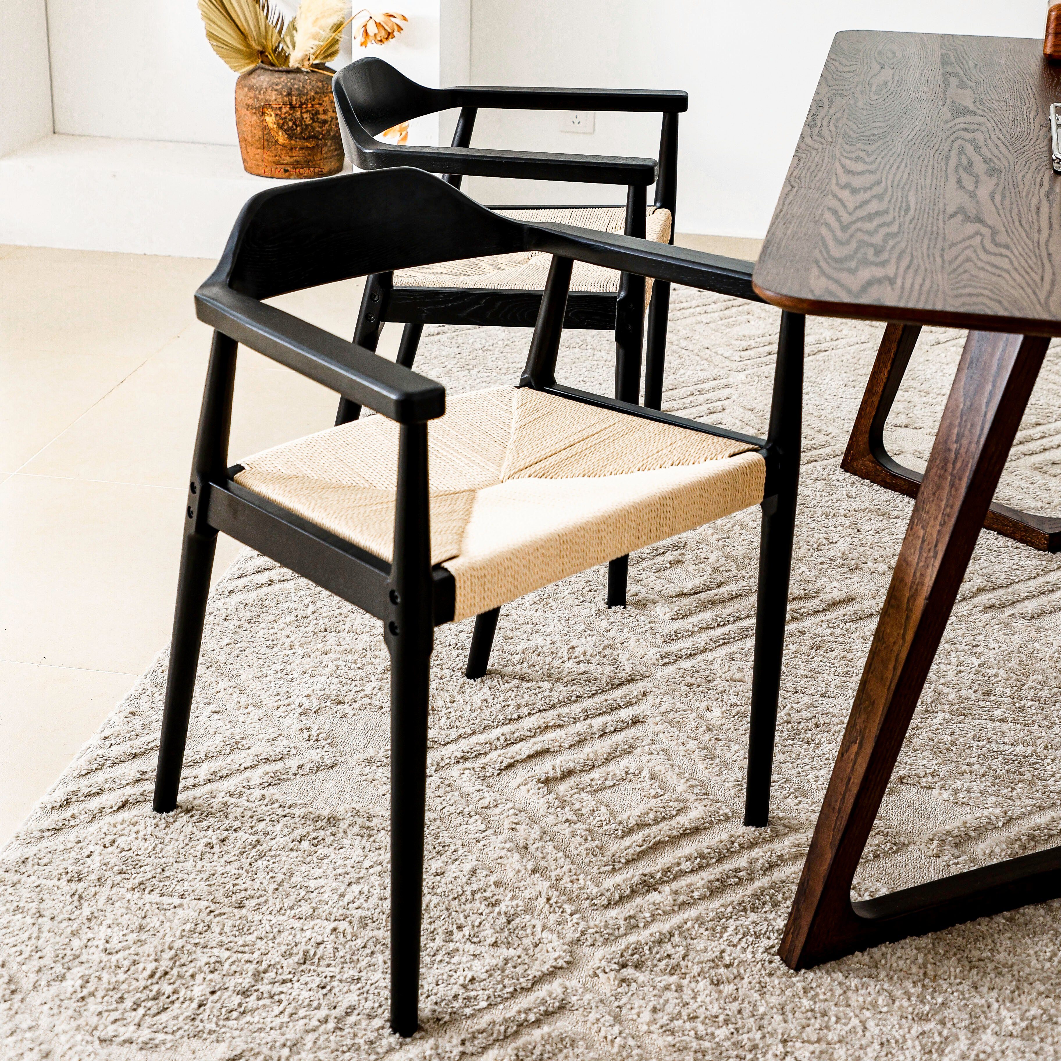 LIM HOME Esszimmerstuhl SW010 (Packung, 1 St), FSC®Eichenholzrahmen mit Sitzfläche aus Papierseil, einfache Montage