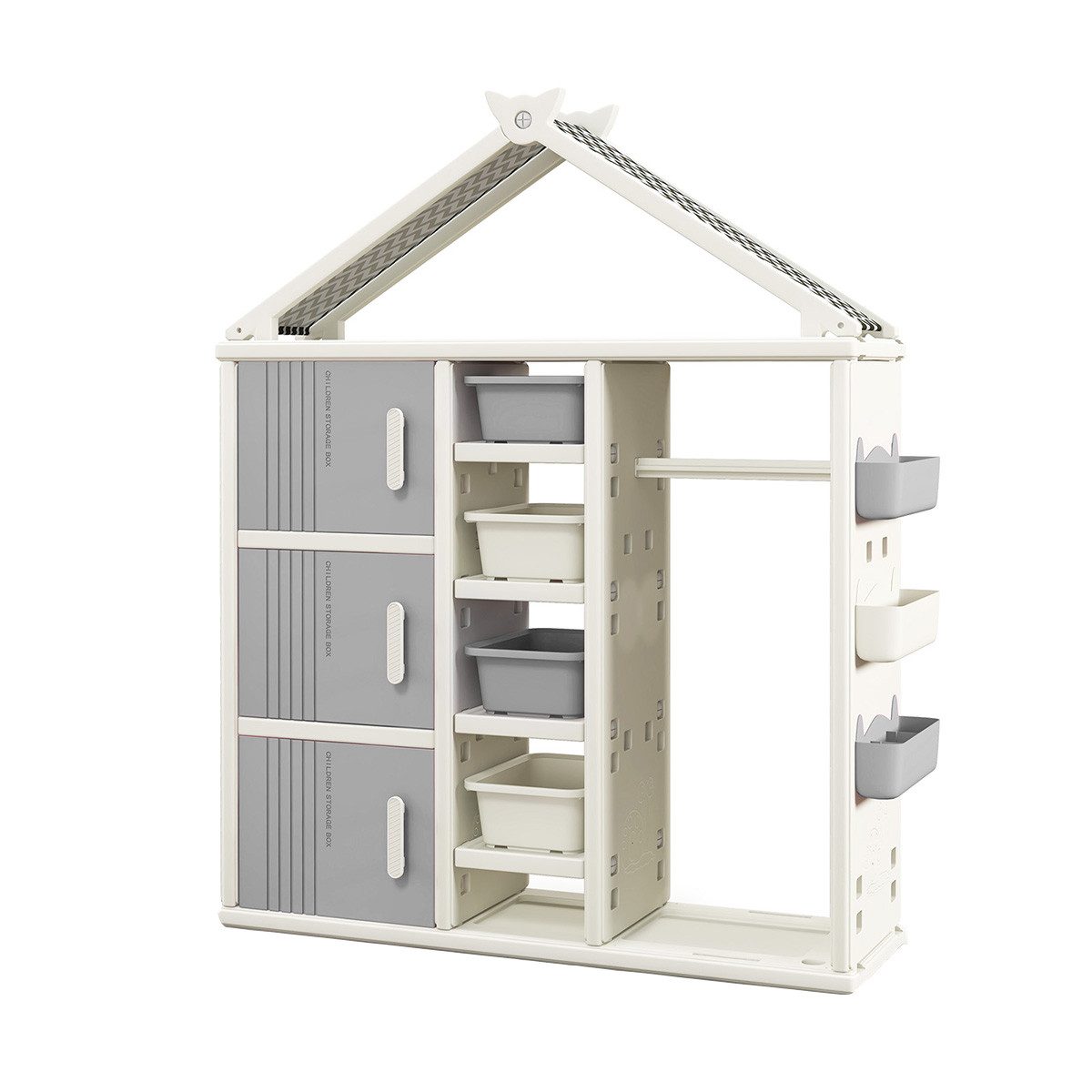COSTWAY Kinderregal, Spielzeugregal in Hausform mit Boxen und Schubladen günstig online kaufen