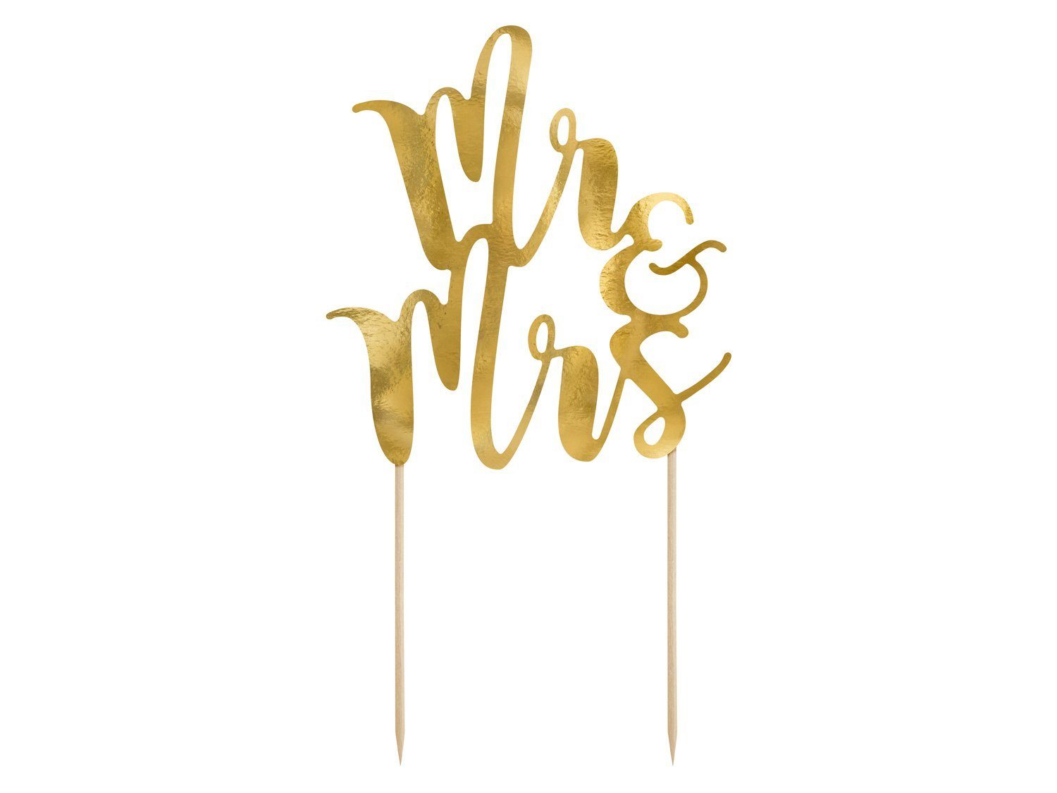 partydeco Tortenstecker, Cake Topper Mr & Mrs / Hochzeit 25.5cm, gold