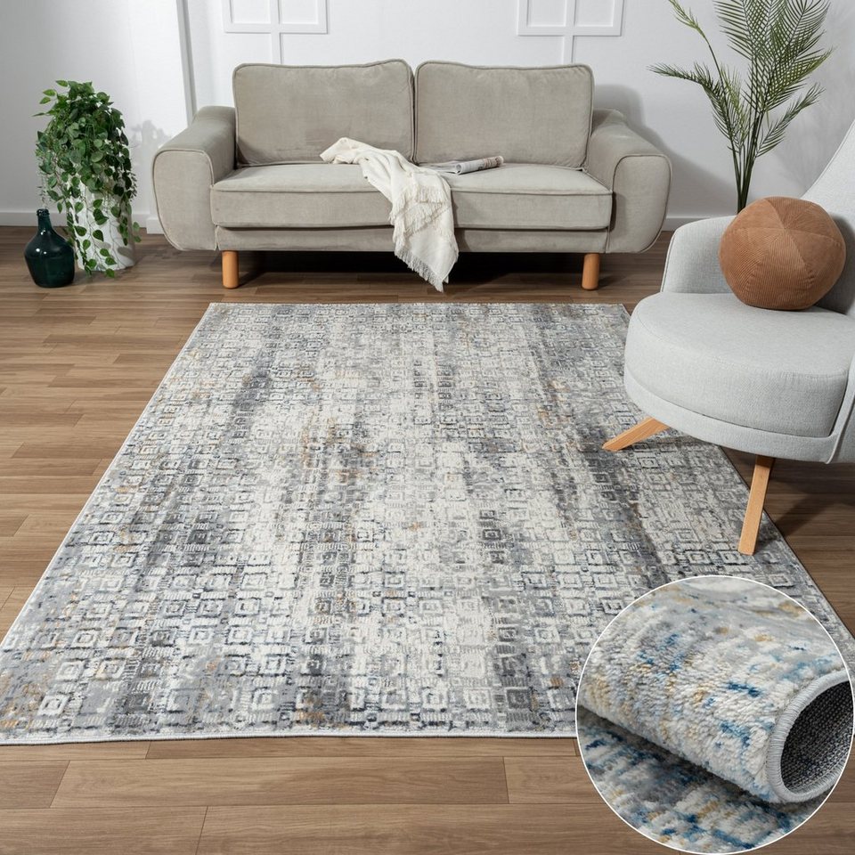 Teppich Hanne 2, Kurzflor-Teppich, Wohnando, rechteckig, Höhe: 10 mm, weich,  gemütlich, mit schönem Muster, flachgewebt