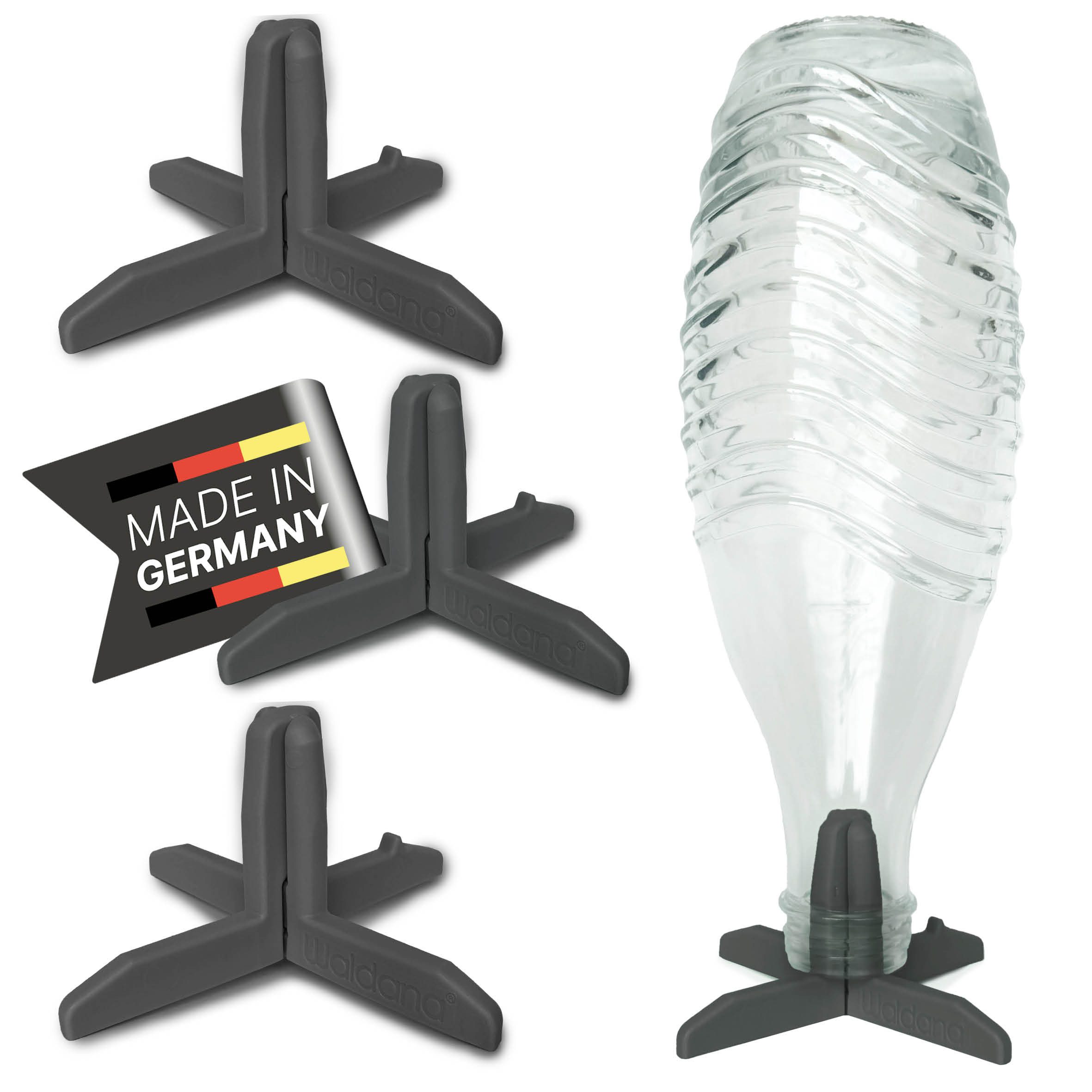 Waldana Flaschenhalter Abtropfgestell (4 Stk) für z.B. SodaStream Flaschen Flaschenständer, (4-St), Spülmaschinengeeignet, Lebensmittelecht, biobasierter Kunststoff
