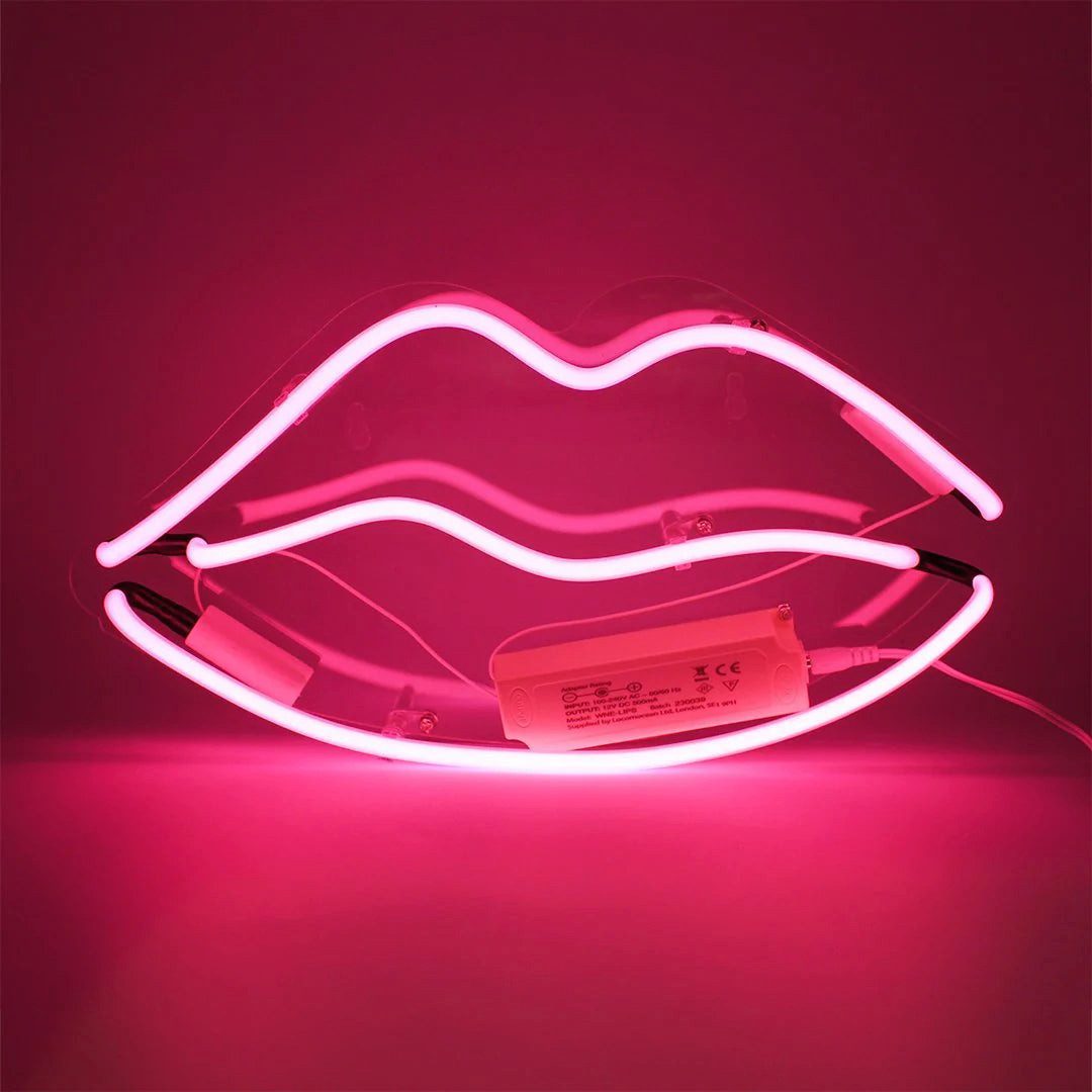 TOM NEON Dekolicht "Lippen" Glas Wand Neon Schild Stimmungslicht, TOM NEON, Neon, Pink, Handgefertigt