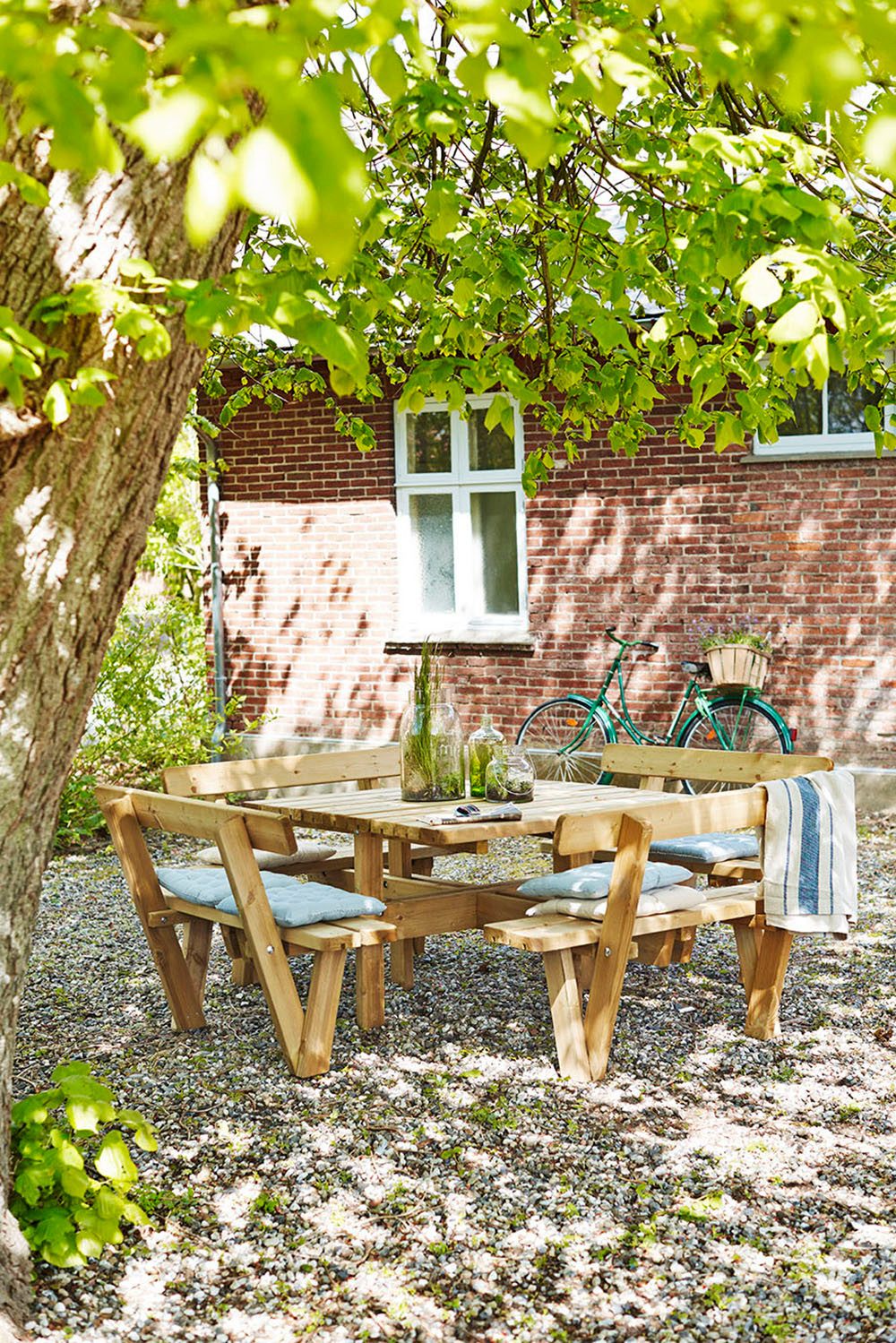 PLUS Garten-Essgruppe Kombimöbel 4-eckig m/Rückenlehnen, (1-tlg), 237x237x72/84 cm, mit Rückenlehnen
