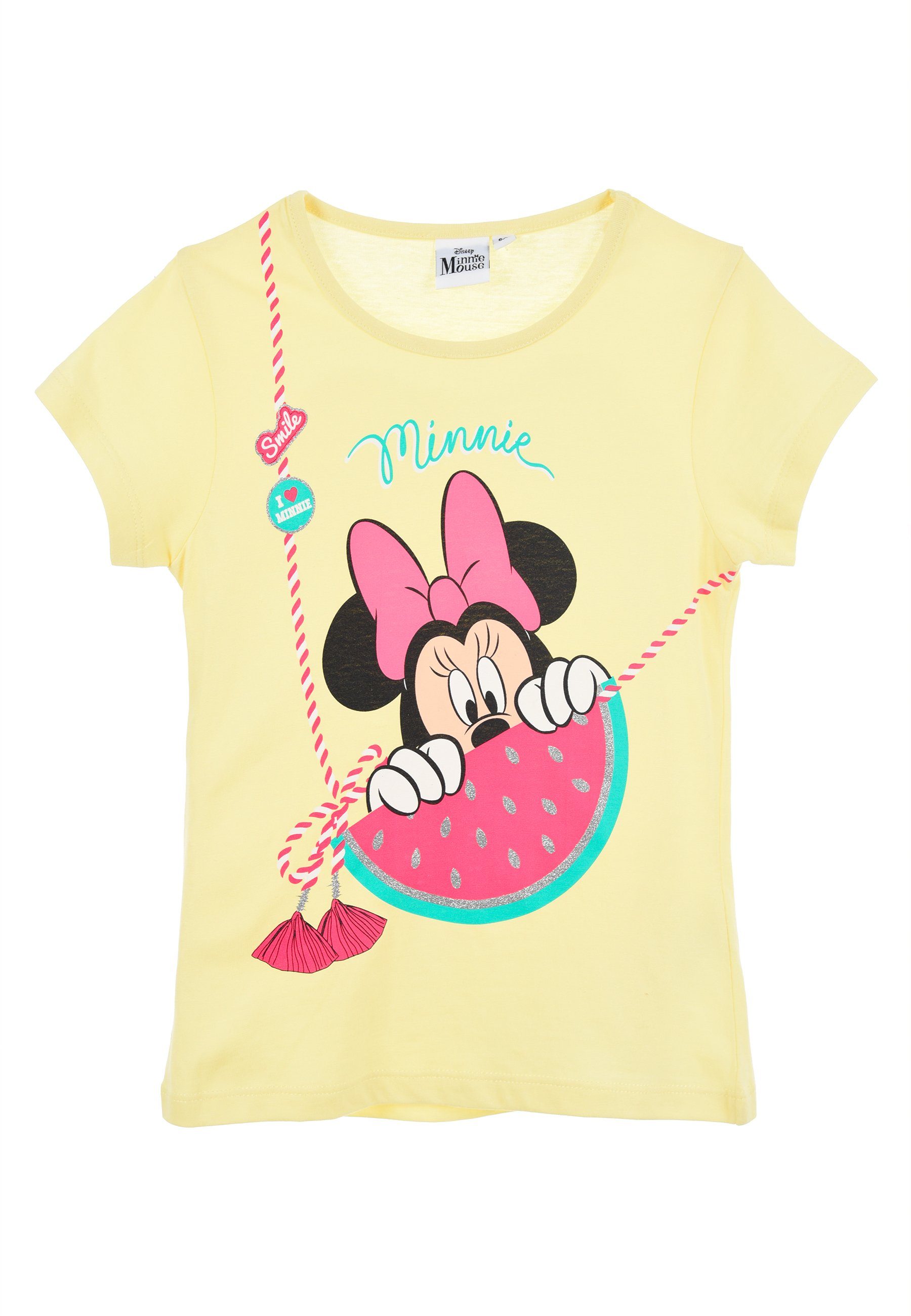 Disney Minnie Mouse T-Shirt Mädchen Kurzarm-Shirt Kinder Oberteil Sommer Gelb