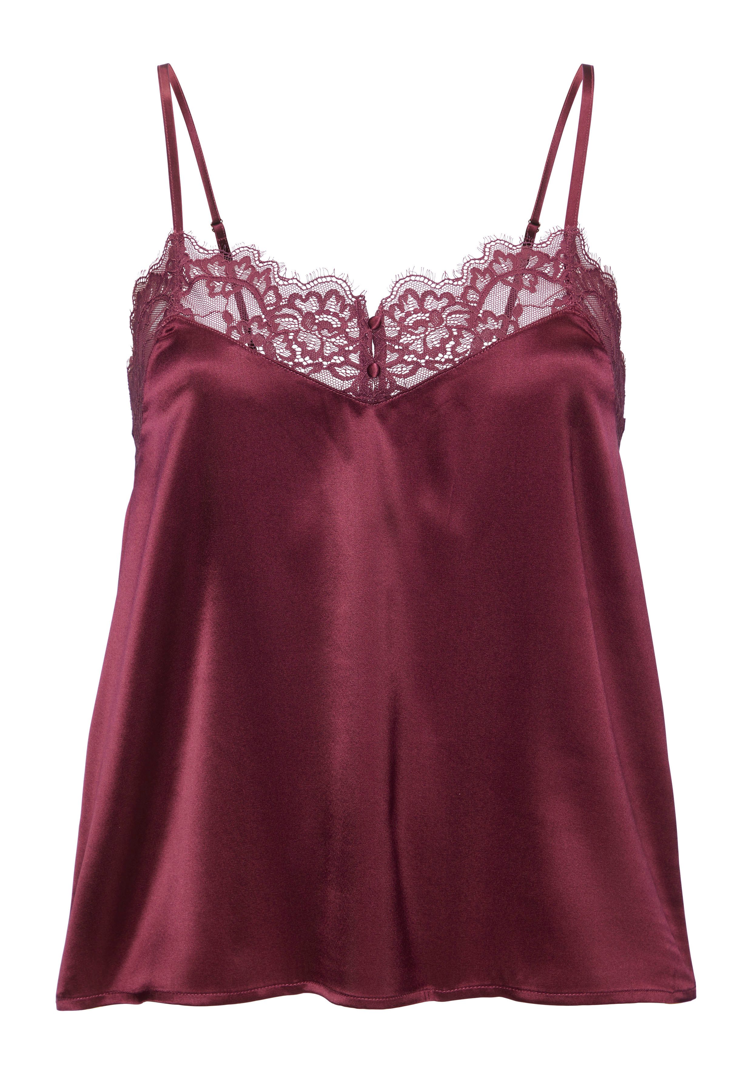 LASCANA Spaghettitop Alana mit hohem Seidenanteil und edler Spitze, Dessous