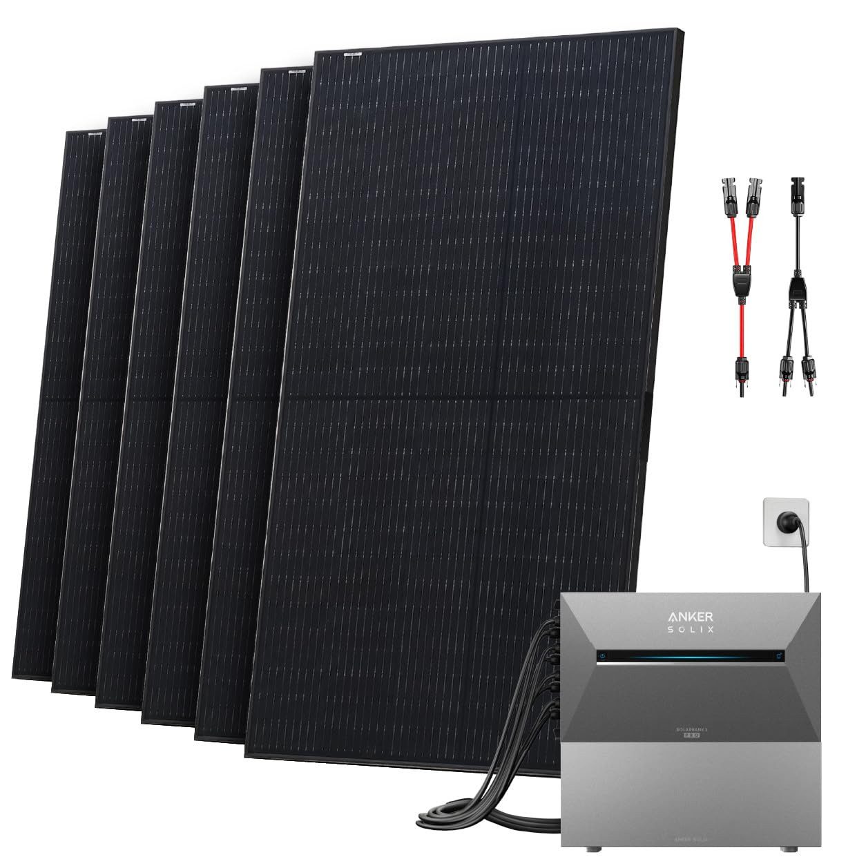 Solarway Balkonkraftwerk All In One mit Speicher 3000W komplett Steckdose - 5,4 kWh Anker Sol, Prismatische LiFePO₄-Zellen