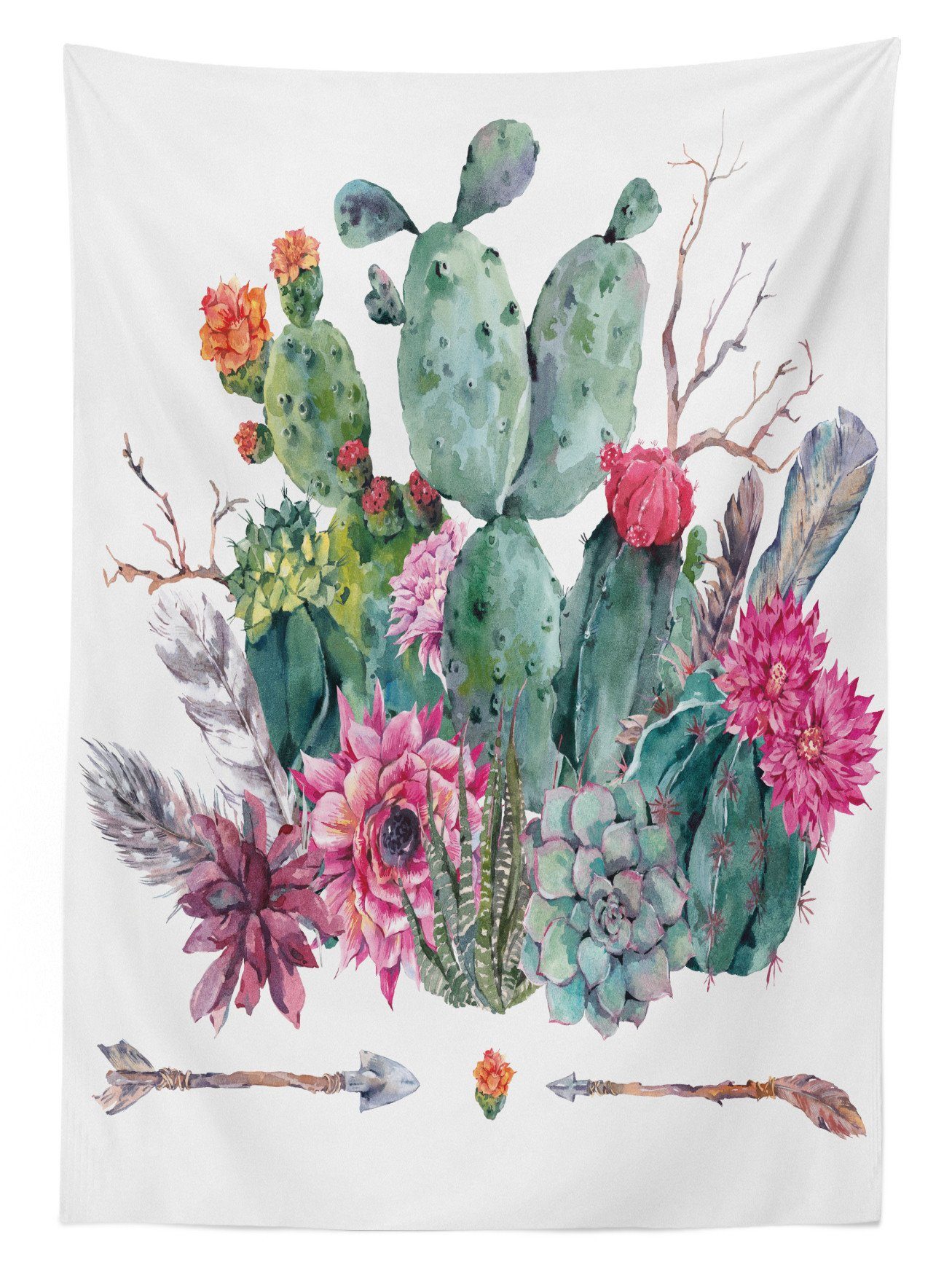 Klare Boho Für Farben, Abakuhaus Style-Pfeil den Blumenstrauß Tischdecke Bereich Farbfest Waschbar in geeignet Außen Kaktus