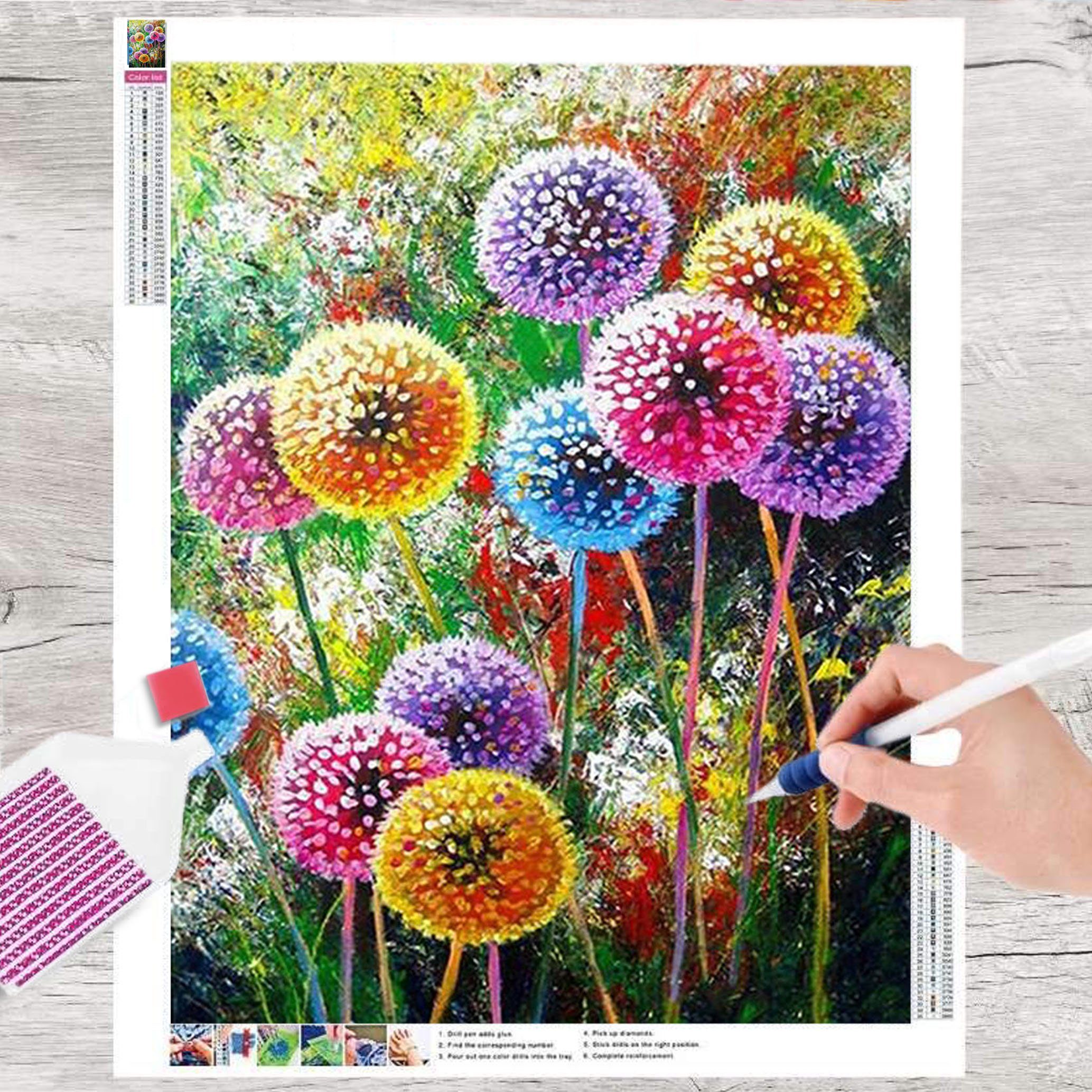 Kreativset GOLDEN Diamond Painting zubehör bilder Weihnachten(Puschblumen)