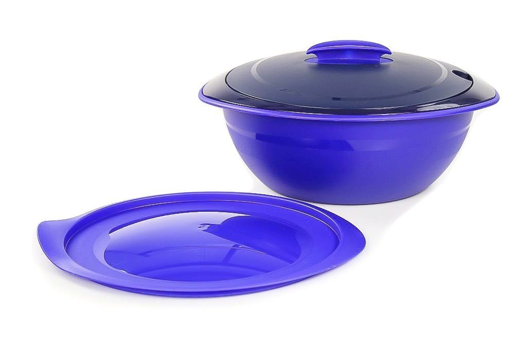 TUPPERWARE Servierschüssel Thermo-Duo 2,5 L blau Iso-Duo + SPÜLTUCH