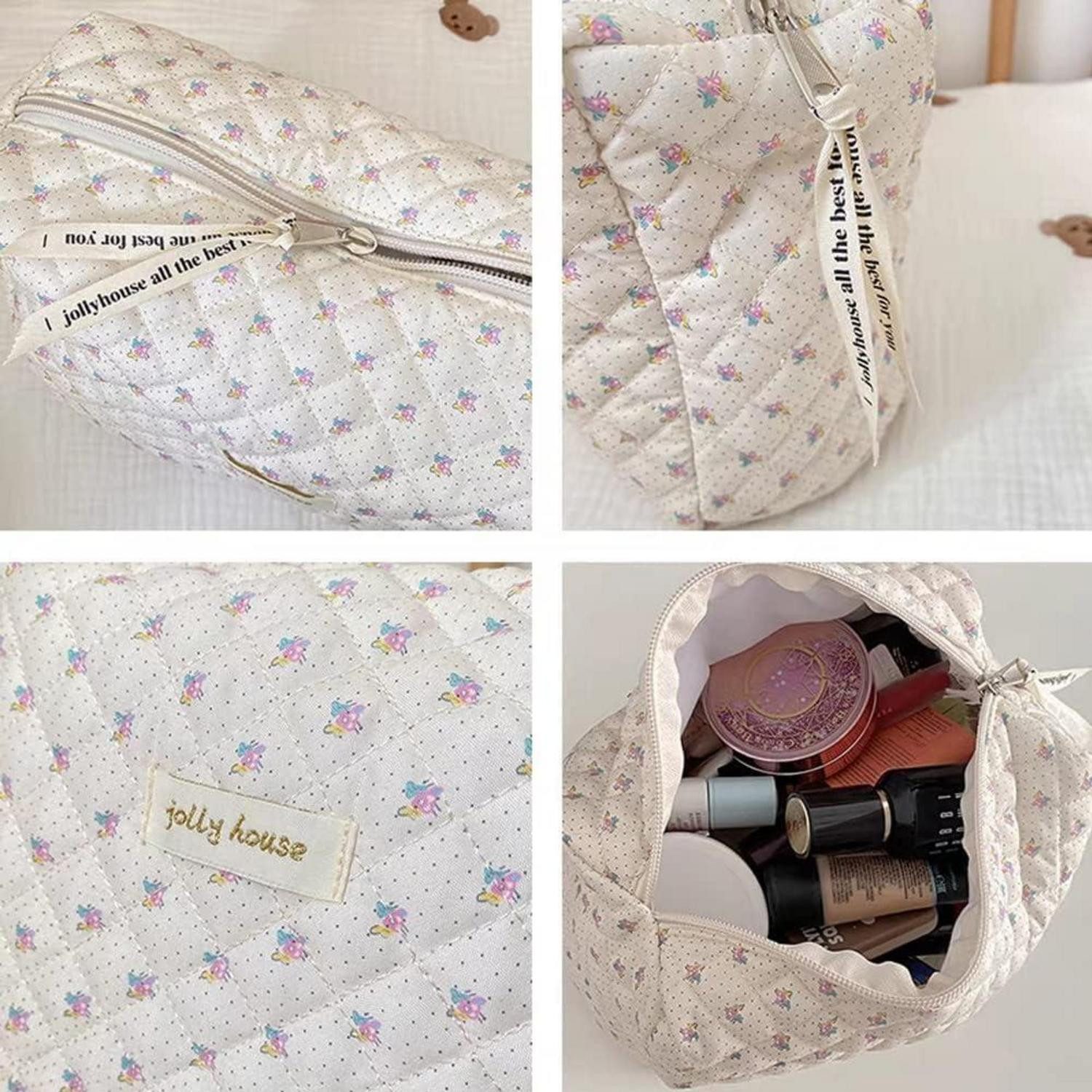 LuxusKollektion Kosmetiktasche Kosmetiktasche Groß Blumenmuster Baumwolle Make-up-Tasche Damen Herren