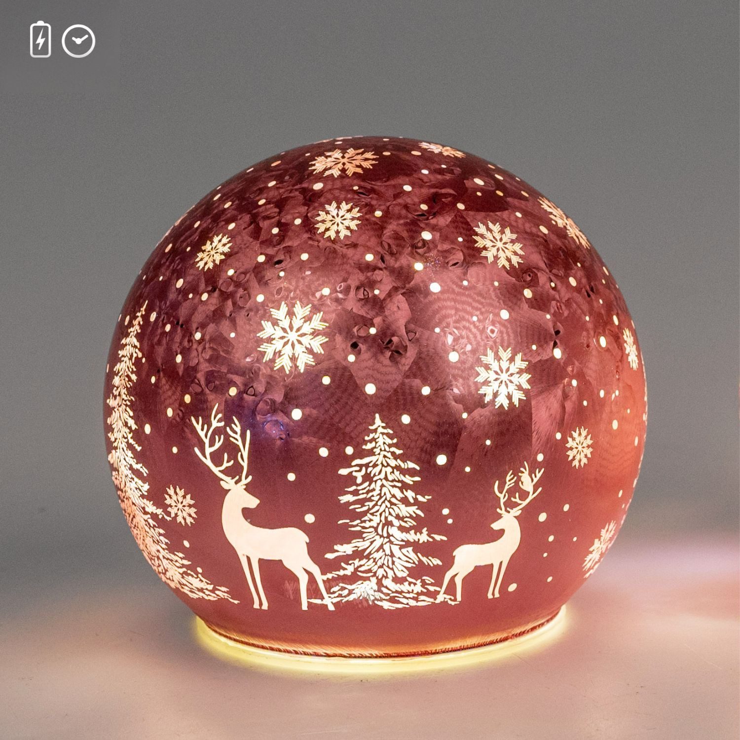 formano LED Kugelleuchte Winterzeit Wildberry, LED, Mit Timerfunktion, Rot, Winterwald, H: cm
