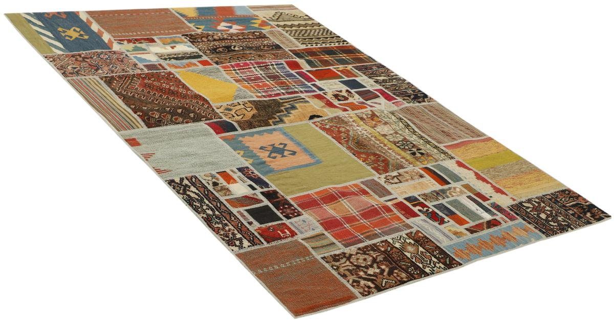 / rechteckig, Kelim Orientteppich 4 Handgewebter Höhe: Orientteppich Patchwork Perserteppich, mm 141x199 Nain Trading,