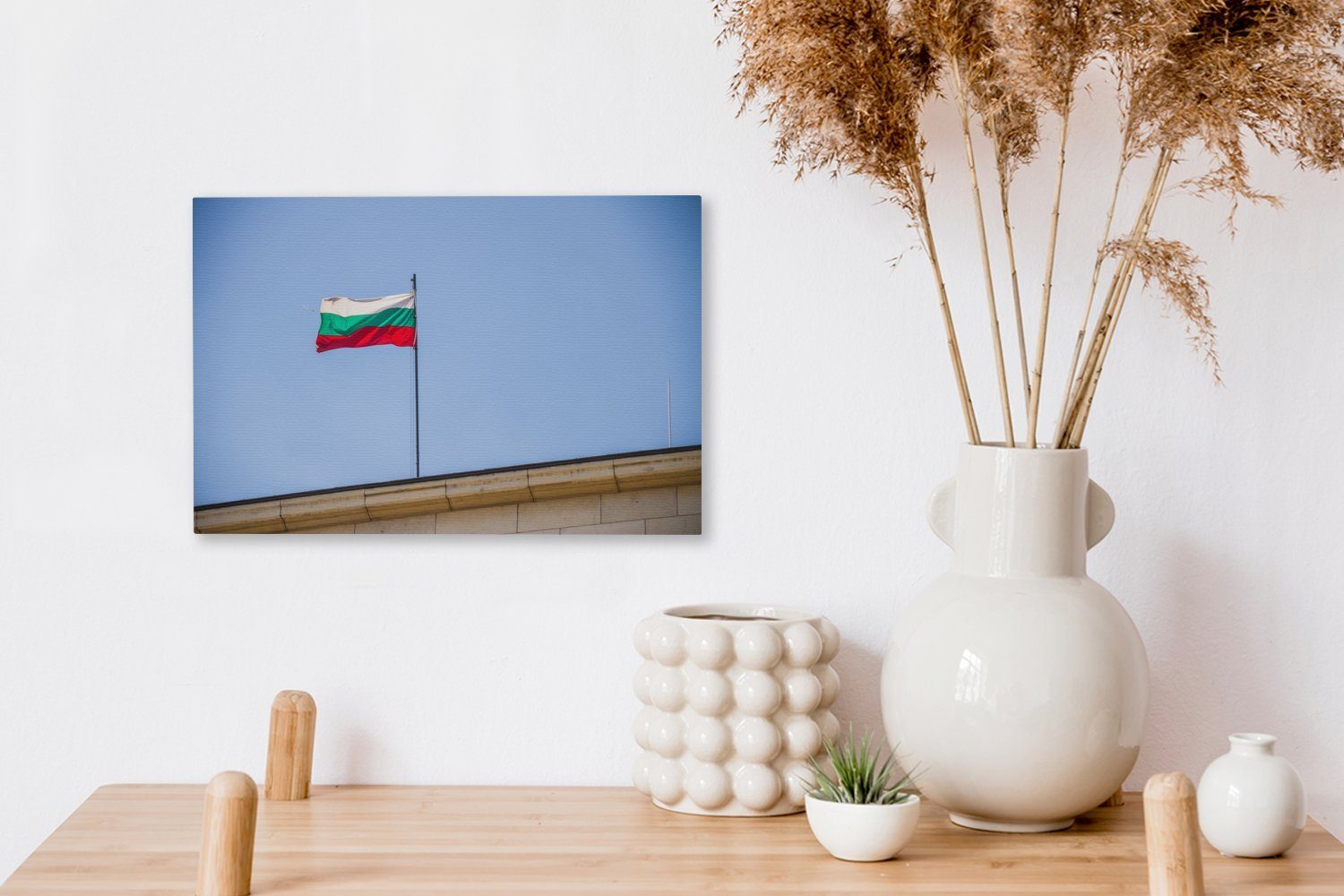 St), Aufhängefertig, Wanddeko, cm Flagge Die bulgarische 30x20 von (1 Leinwandbild OneMillionCanvasses® Sofia, Leinwandbilder, Straßen Wandbild den auf