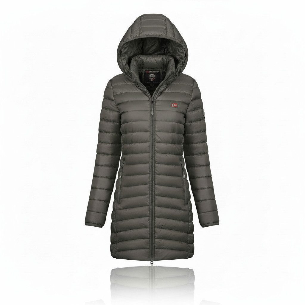Geographical Norway Steppmantel Hochwertige Outdoorjacke ATIKA HOOD LONG (1-tlg) Outdoor Steppjacke Parka Lange Mit Kapuzenjacke Steppmantel