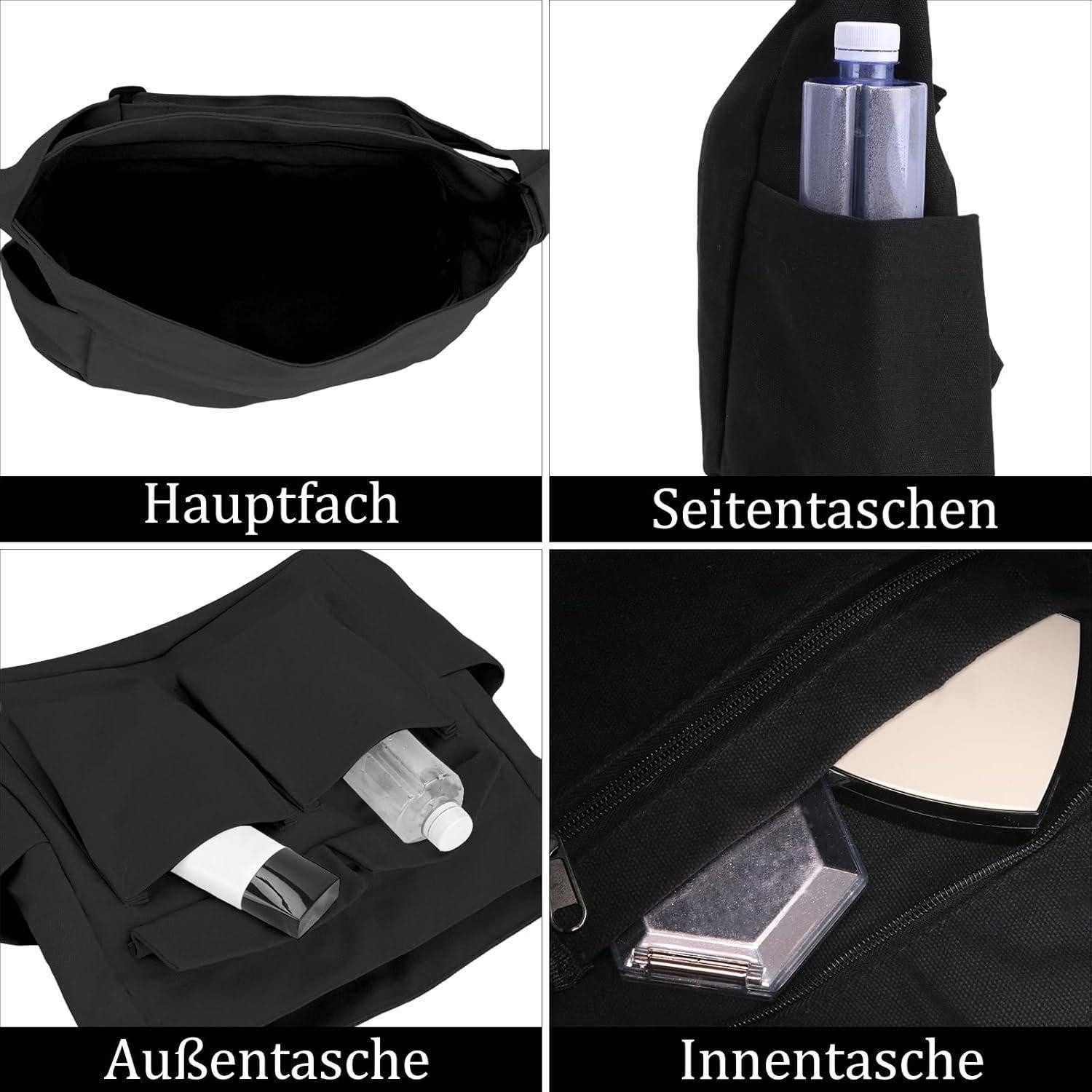 LuxusKollektion Messenger Bag Kuriertasche aus Leinenstoff Vintage Canvas Messenger Bag groß Hobo