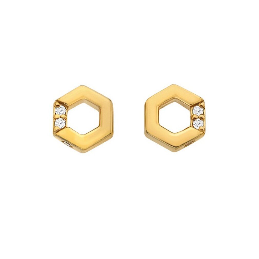 Diamond Ohrring-Set Zierliche Jac Jossa Hope DE756 Diamant und Topas vergoldete Ohrringe