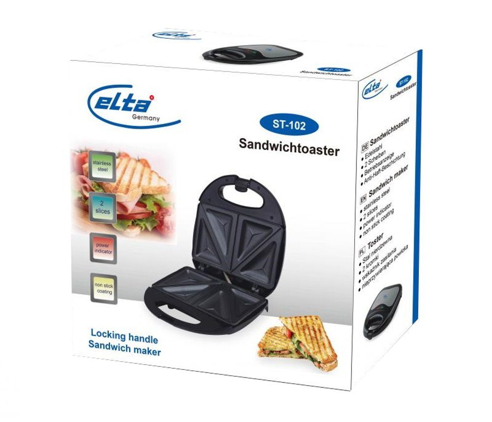 Sandwich 750 Sandwichtoaster, W, Elta Toaster Grill Maker Edelstahl Sandwichmaker Sandwichmaker