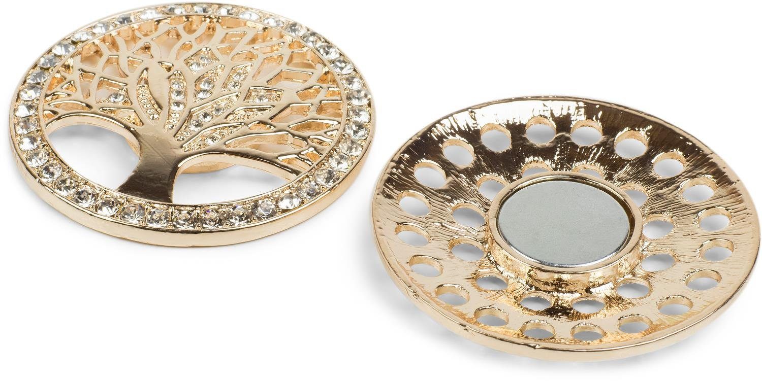 styleBREAKER Brosche Lebensbaum Magnet Brosche mit Strass (1-tlg)