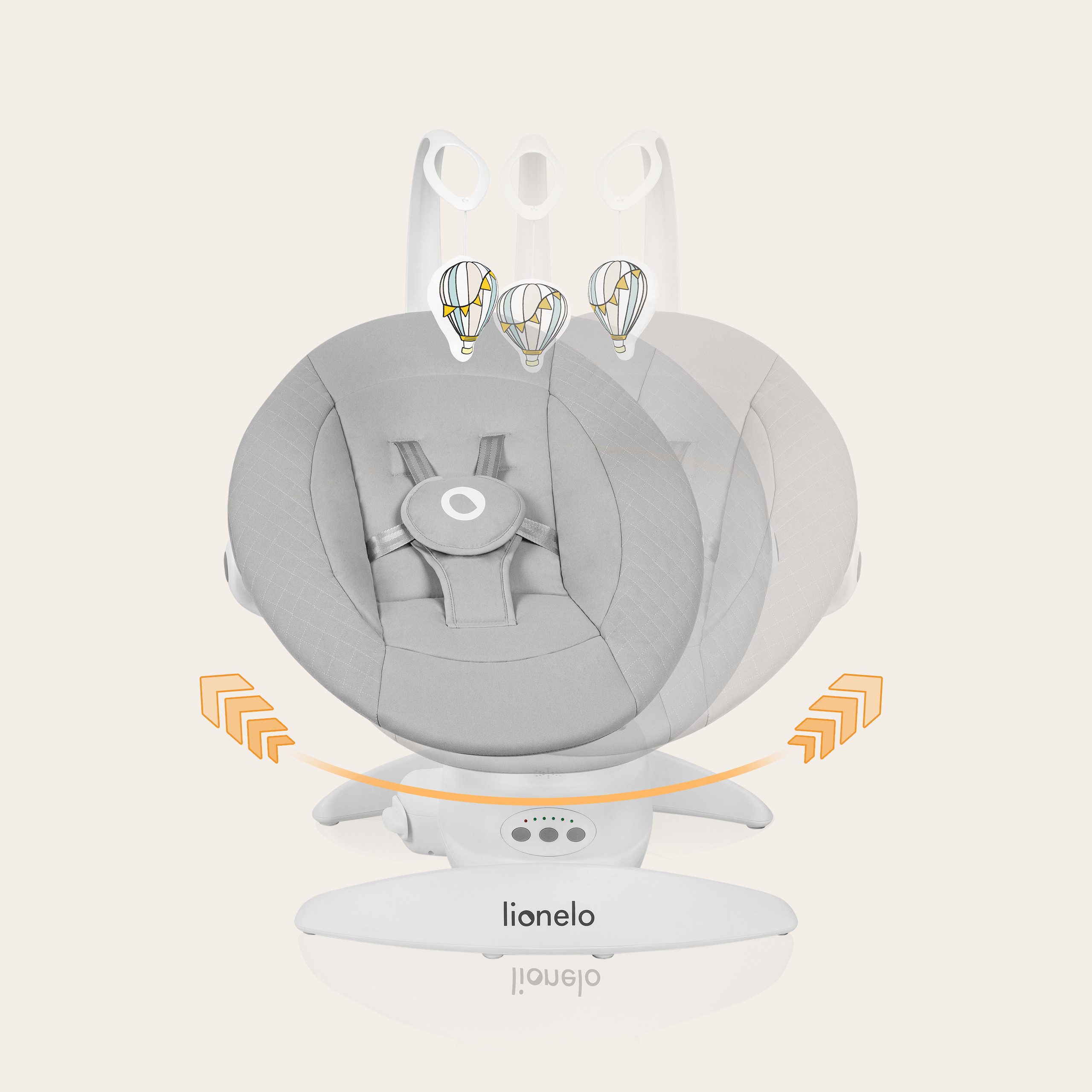 lionelo Babywippe IRIS, 360 Grad/ ab Geburt/12 Wiegenlieder/leicht und leise