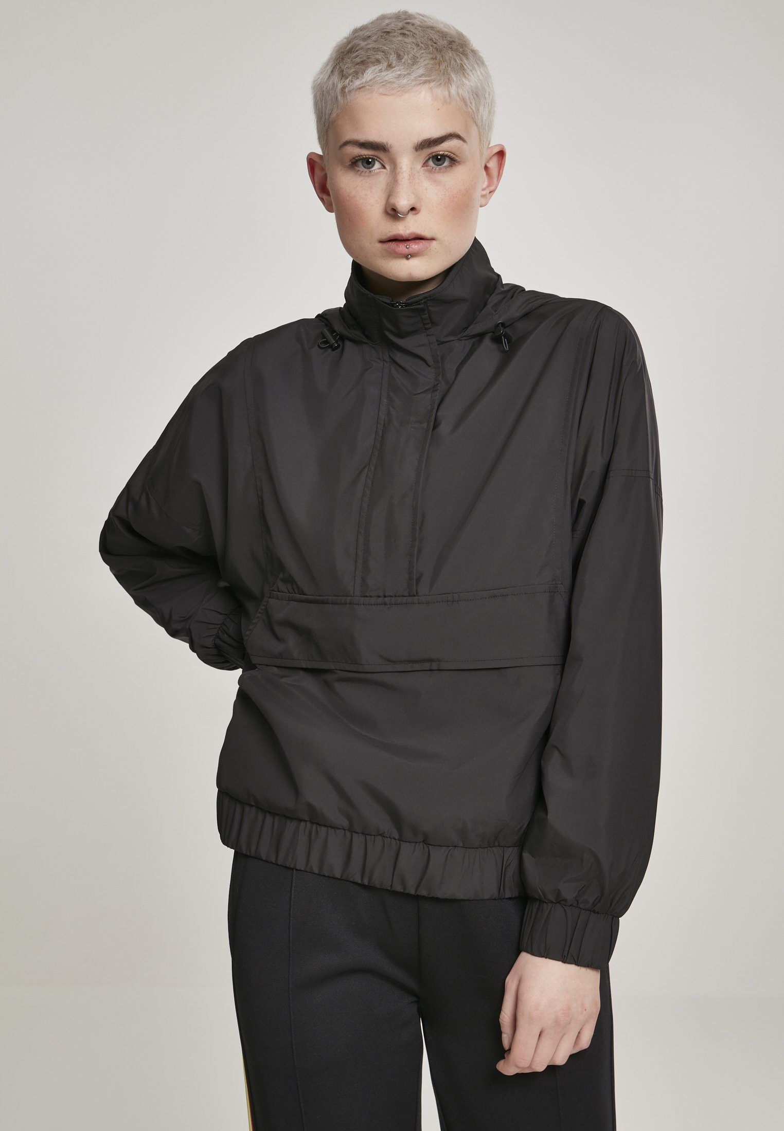 Ladies (1-St) black URBAN Over Pull Jacket Damen Outdoorjacke Panel CLASSICS