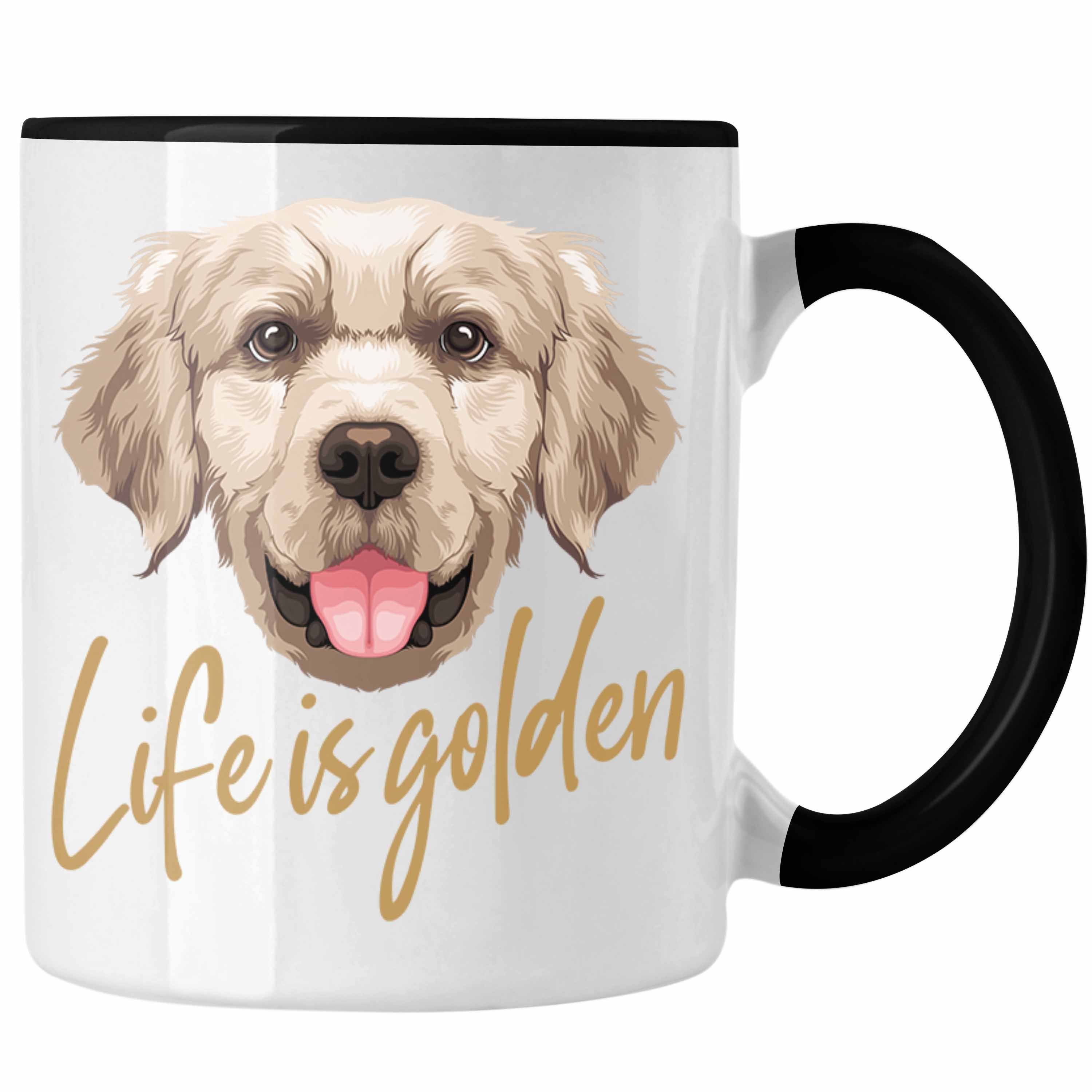 Trendation Tasse Golden Retriever Besitzer Tasse Geschenk Hundebesitzer Life Is Golden Schwarz