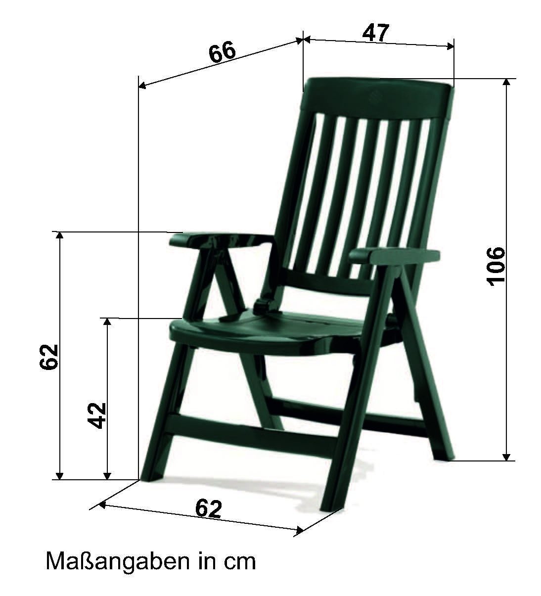 Sieger Gartenmöbel Klappstuhl in Smaragdgrün, Vollkunststoff - 67x106x62cm (BxHxT) – Bild 2 von 3