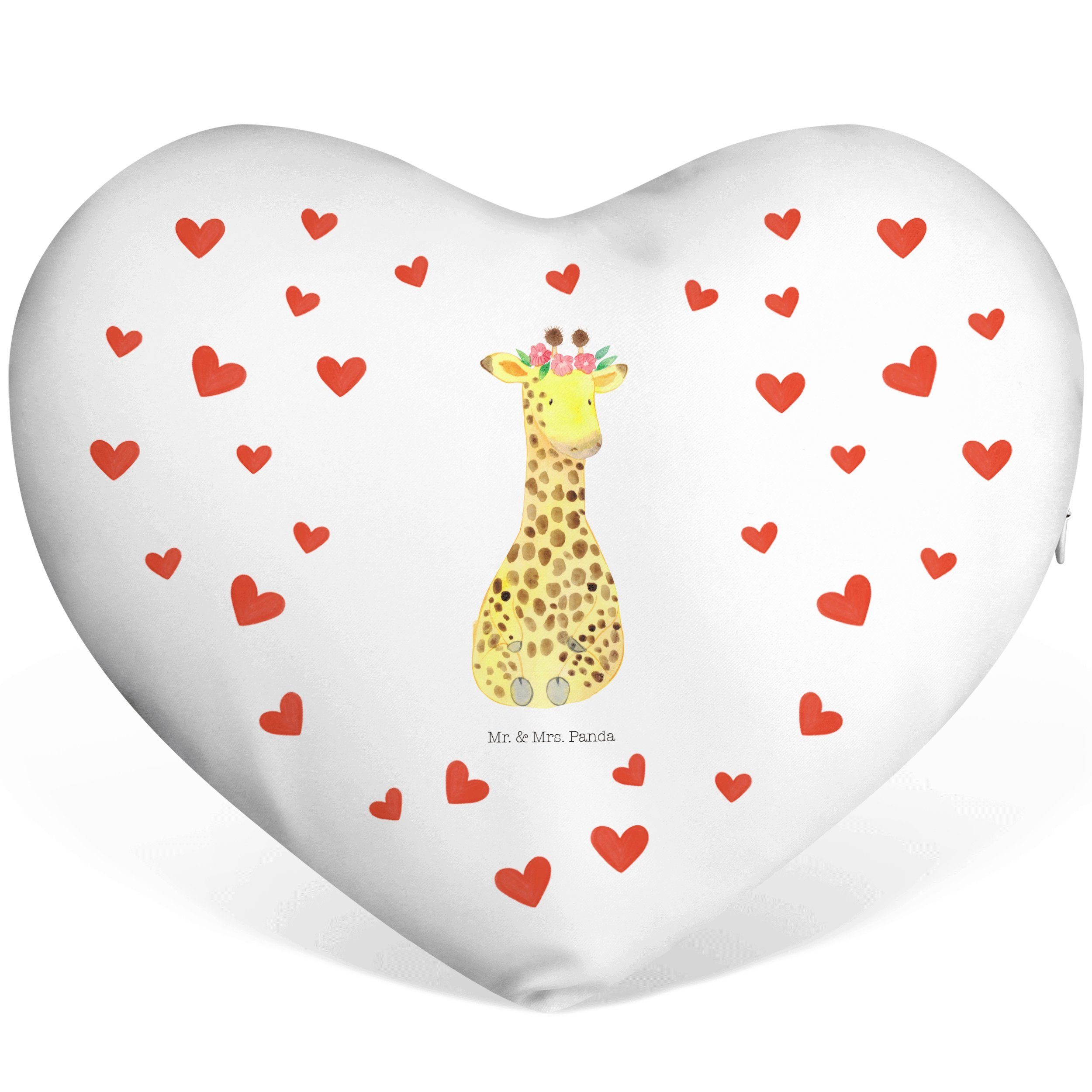 Mr. & Giraffe Wildtiere, Mrs. Afrika, Weiß Dekokissen Panda Blumenkranz Herz, Geschenk, - Selbs 