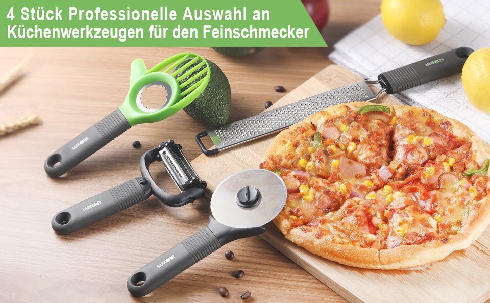 Pizzaschneider Set Kitchenware Elegear schwarz Pizzaschneider,Kartoffelschäler,