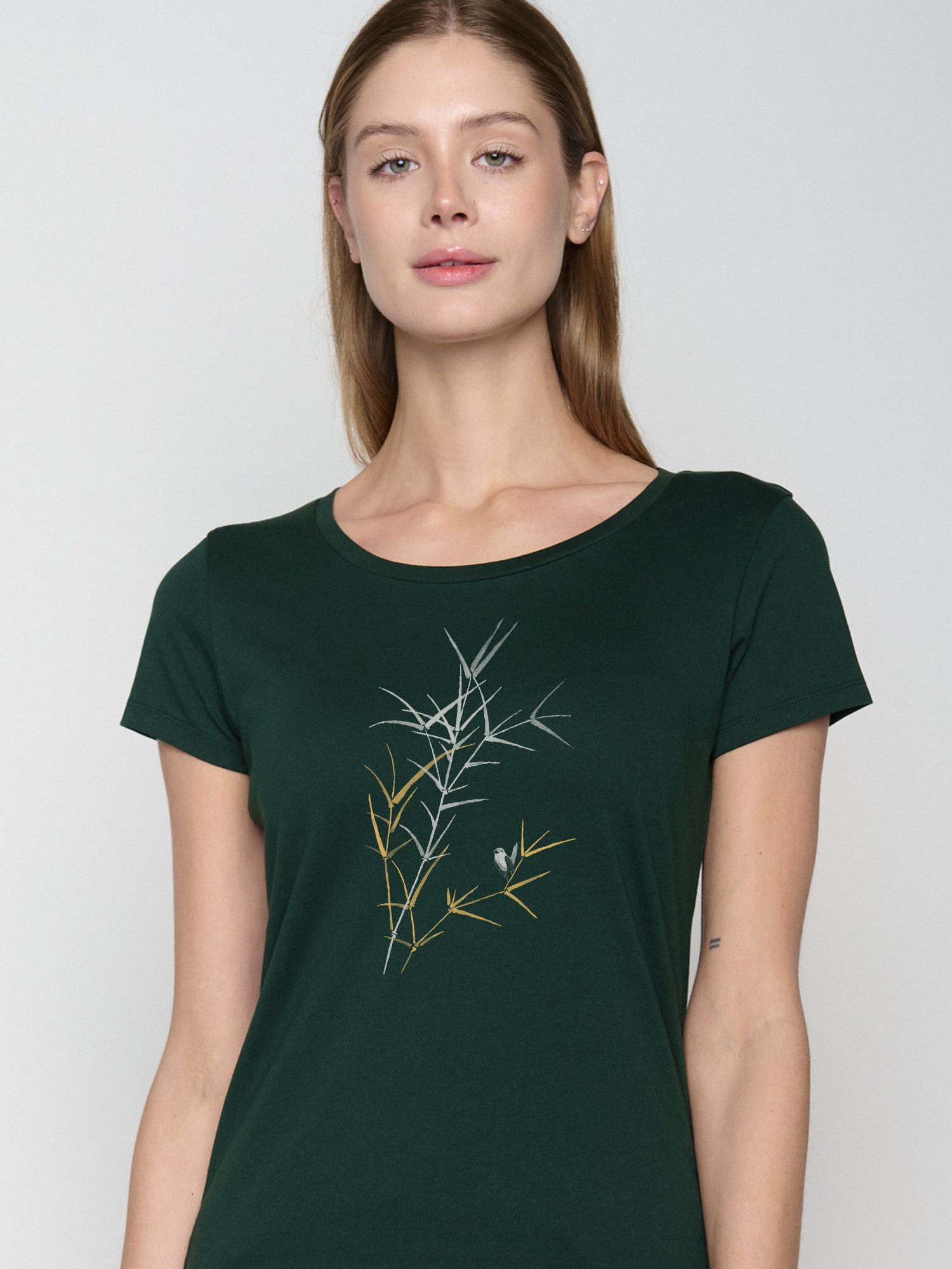 GreenBomb T-Shirt Loves Nature Bird Reed Motiv Natur (1-tlg., 1) figurbetont, leicht tailliert, klassische Kurzärmel