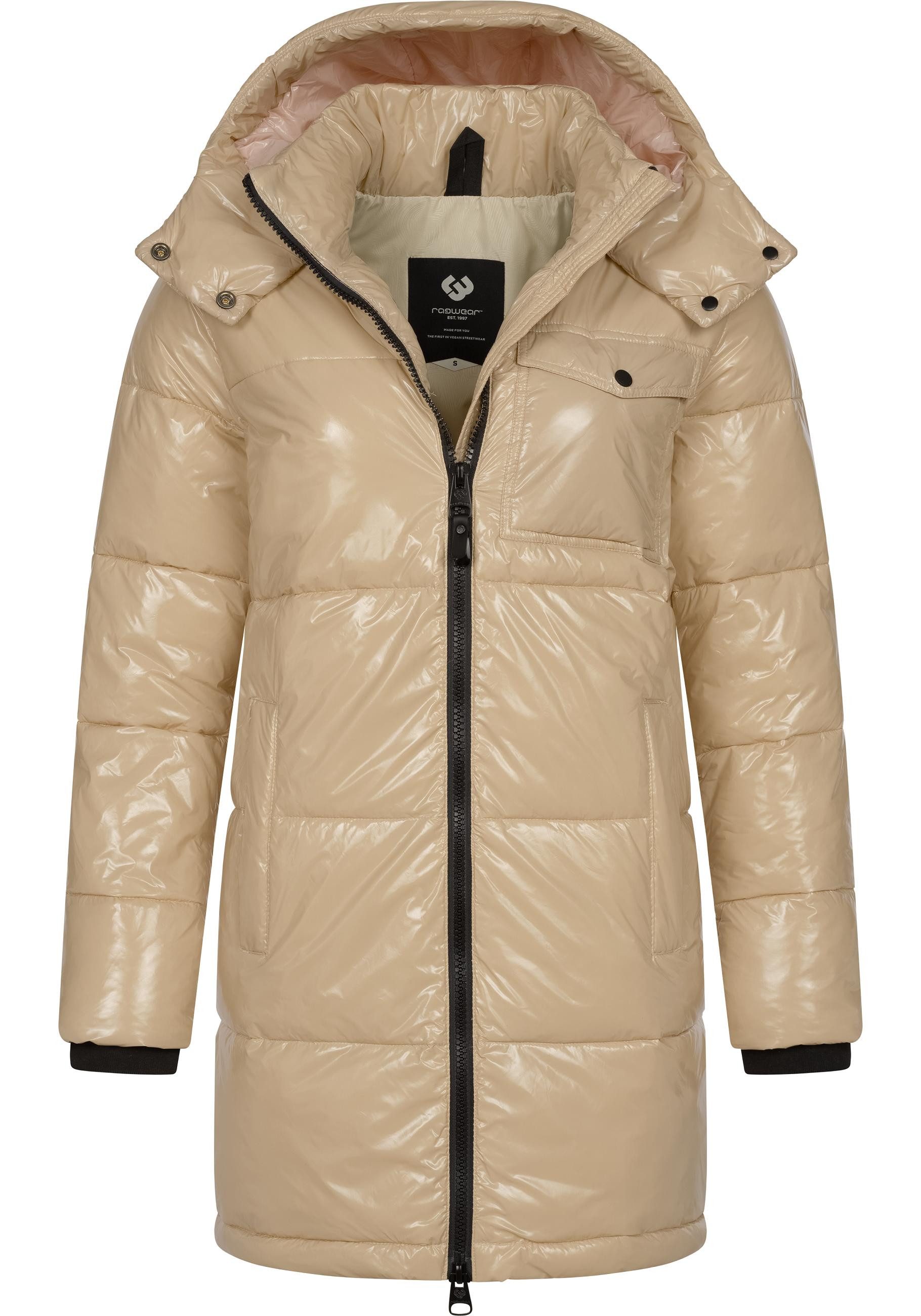 Ragwear Wintermantel Roobie Long super stylischer, gänzender Damen Steppmantel