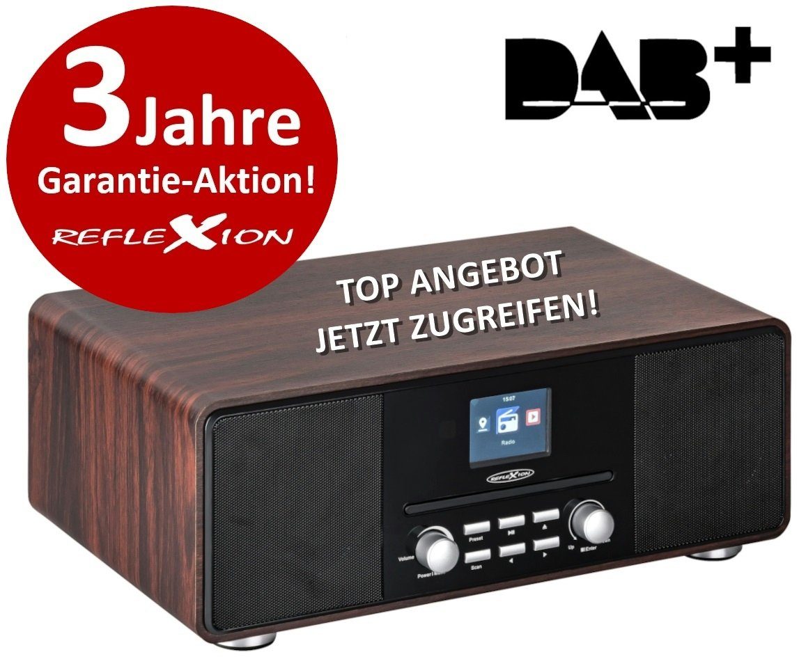 Reflexion HRA19DAB Digitalradio (DAB) (CD-Player und Radiowecker (UKW, DAB,  DAB+, Bluetooth, AUX-Eingang, Kopfhöreranschluss, Fernbedienung)