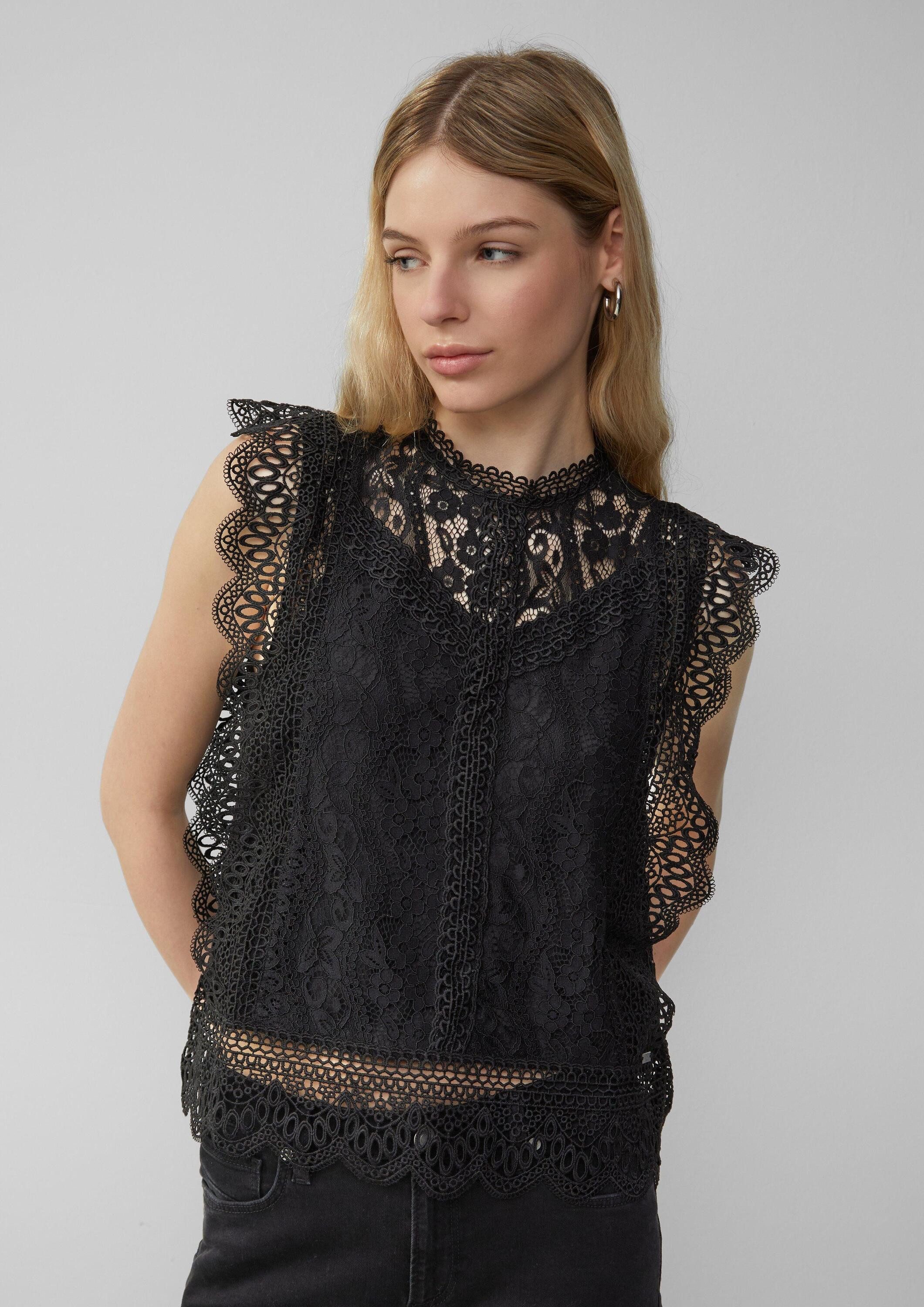 QS Blusentop Bluse Blusentop aus Spitze günstig online kaufen