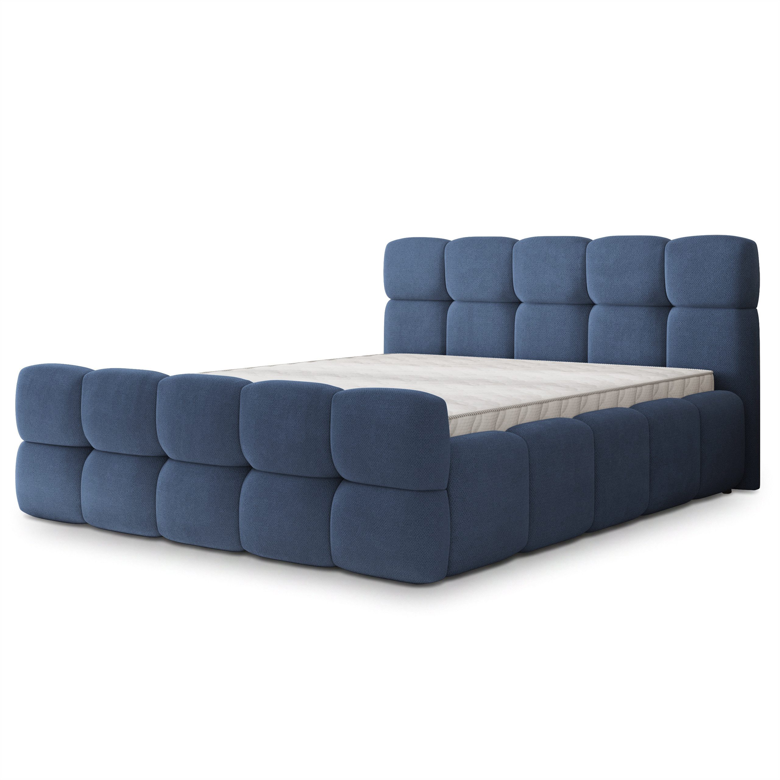 Masseno Polsterbett ELIZJA 120x200 cm blau (mit Bettkasten und Lattenrost)